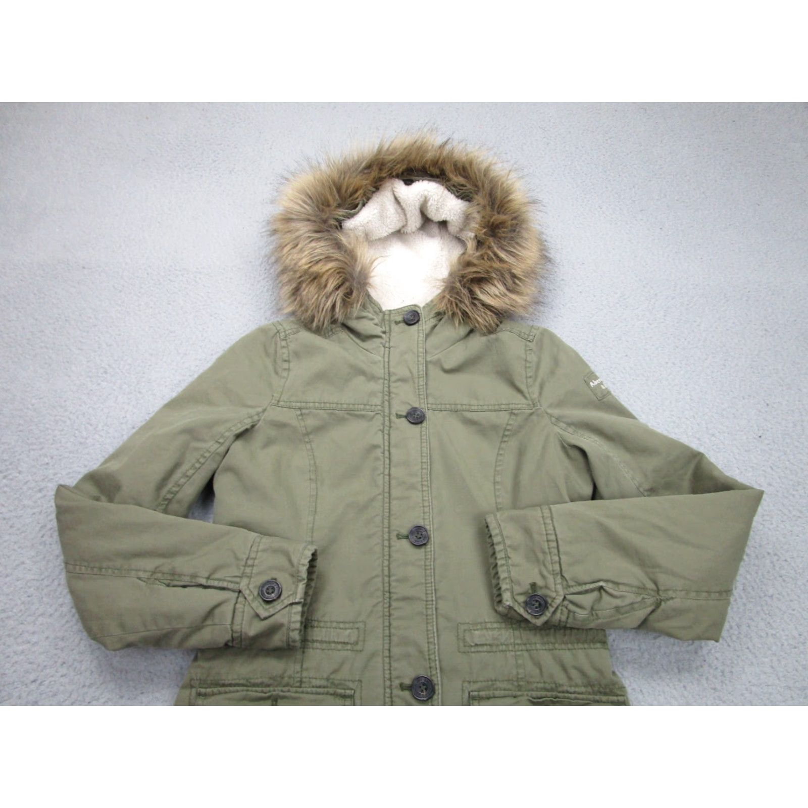 Abercrombie & Fitch VINTAGE Abercrombie & Fitch Jacket Parka Coat Fur Hoodie Lined S Green Womens Size S / US 4 / IT 40 - 2 Thumbnail