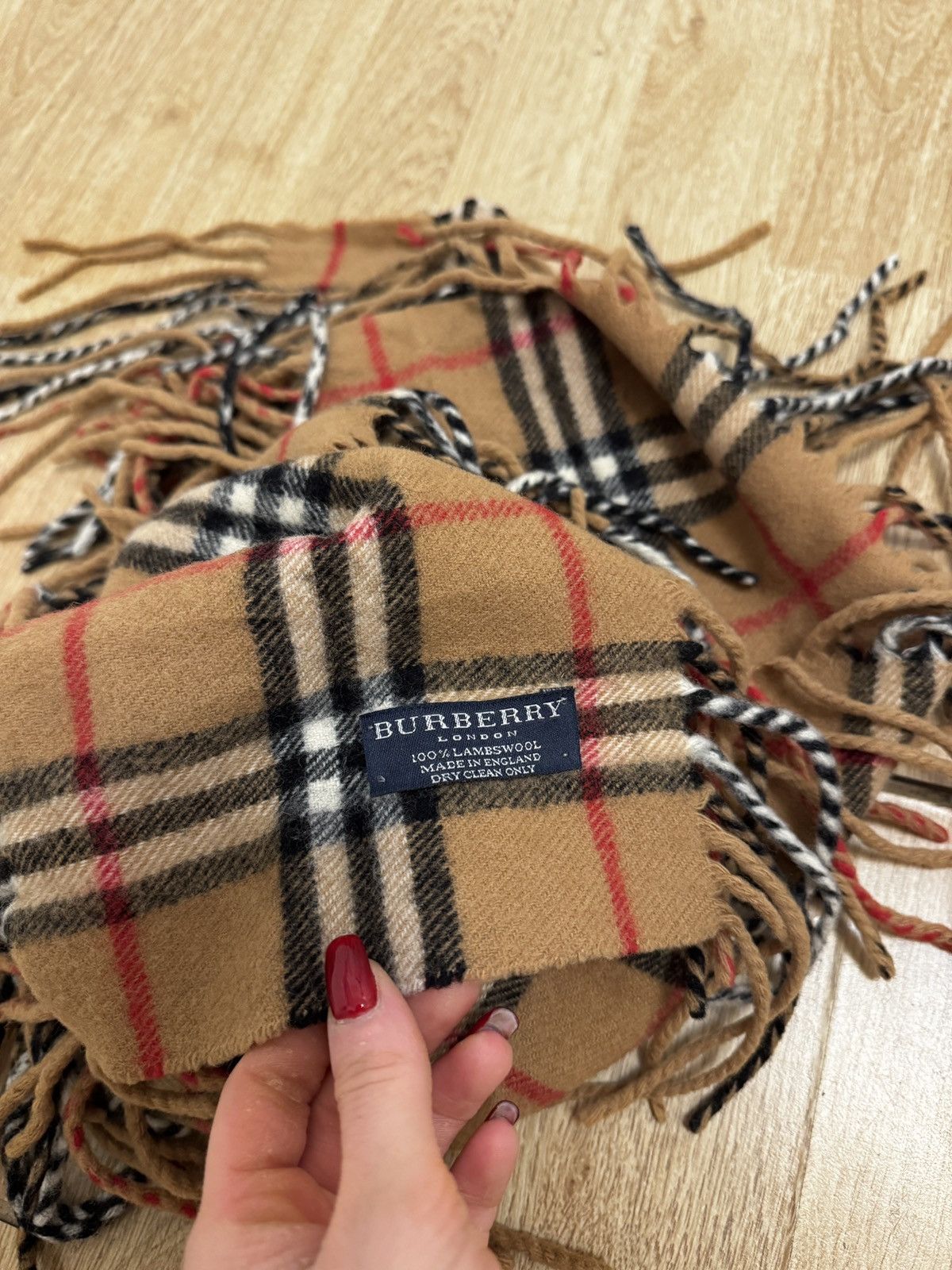 Burberry Burberry Lambswool Nova Check Scarf – Beige/Camel – Vintage Size ONE SIZE - 3 Thumbnail