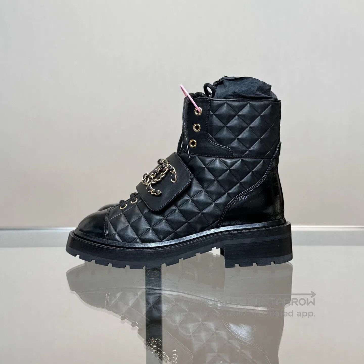 Chanel Chanel Black Gold Double C Diamond Pattern Short Boots Size US 5.5 / IT 35.5 - 5 Thumbnail