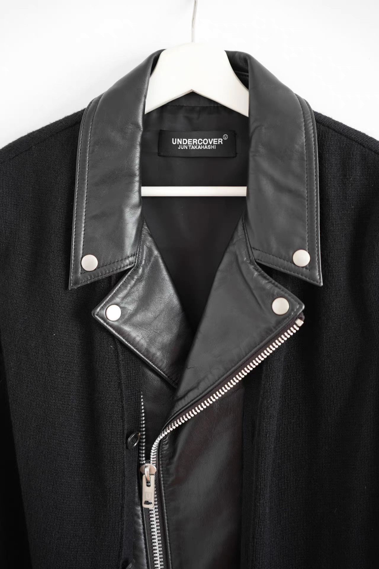 Undercover Black Leather Collar Zip-Up Jacket Size US XL / EU 56 / 4 - 1 Thumbnail