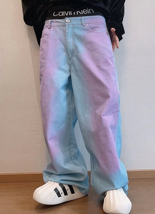 Outdoor retro fashion washed faded skate paint baggy pants
