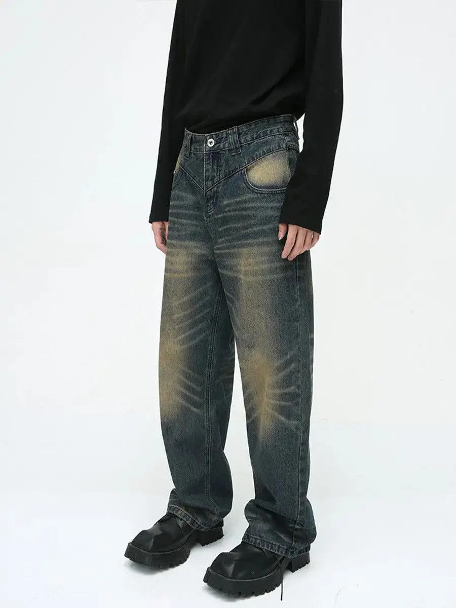 Japanese Brand Retro loose straight leg cat whisker jeans Size US 32 / EU 48 - 3 Thumbnail