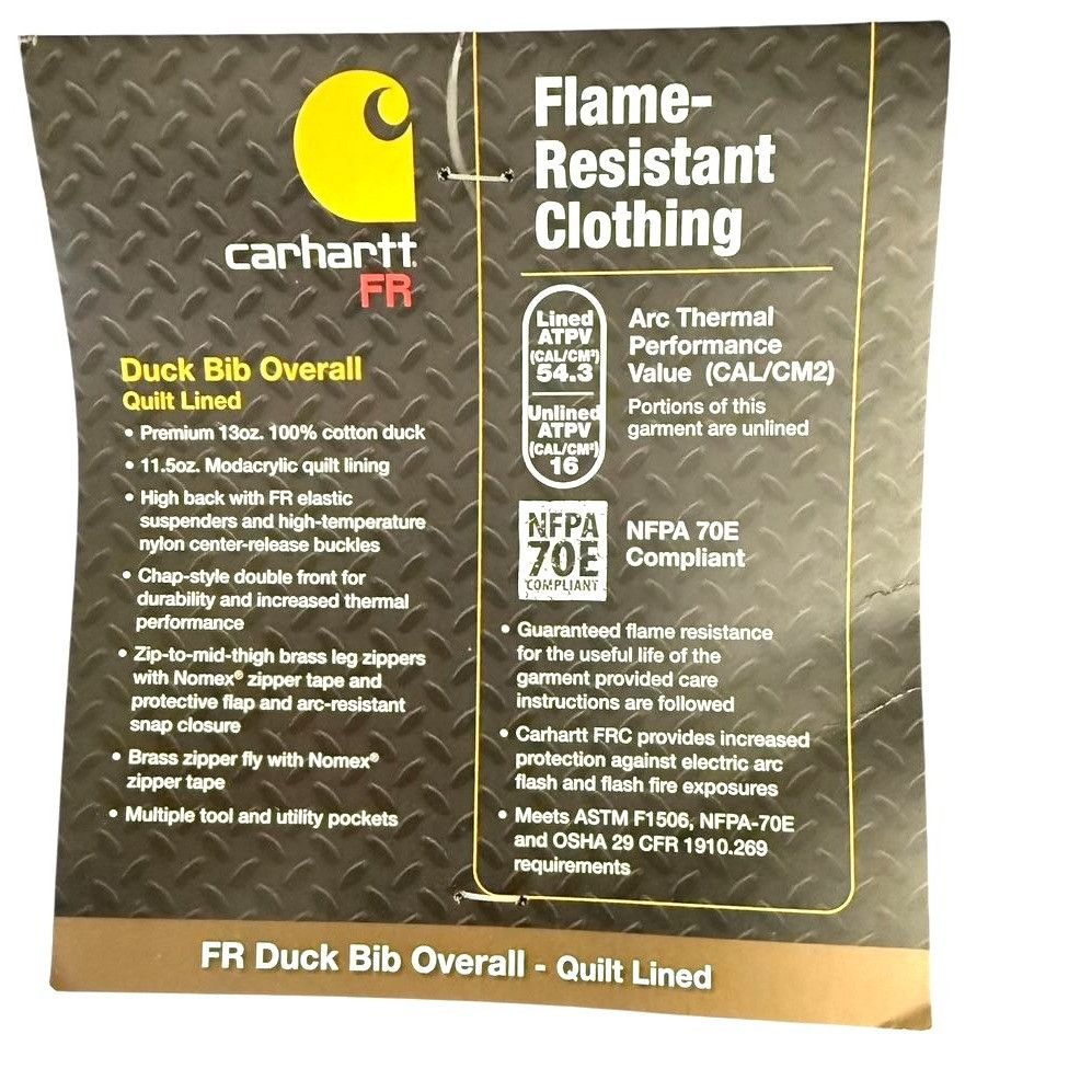 Carhartt Carhartt Mens Navy Blue FR Duck Bib Overall Quilt Lined Sz 3 Size US 34 / EU 50 - 5 Thumbnail