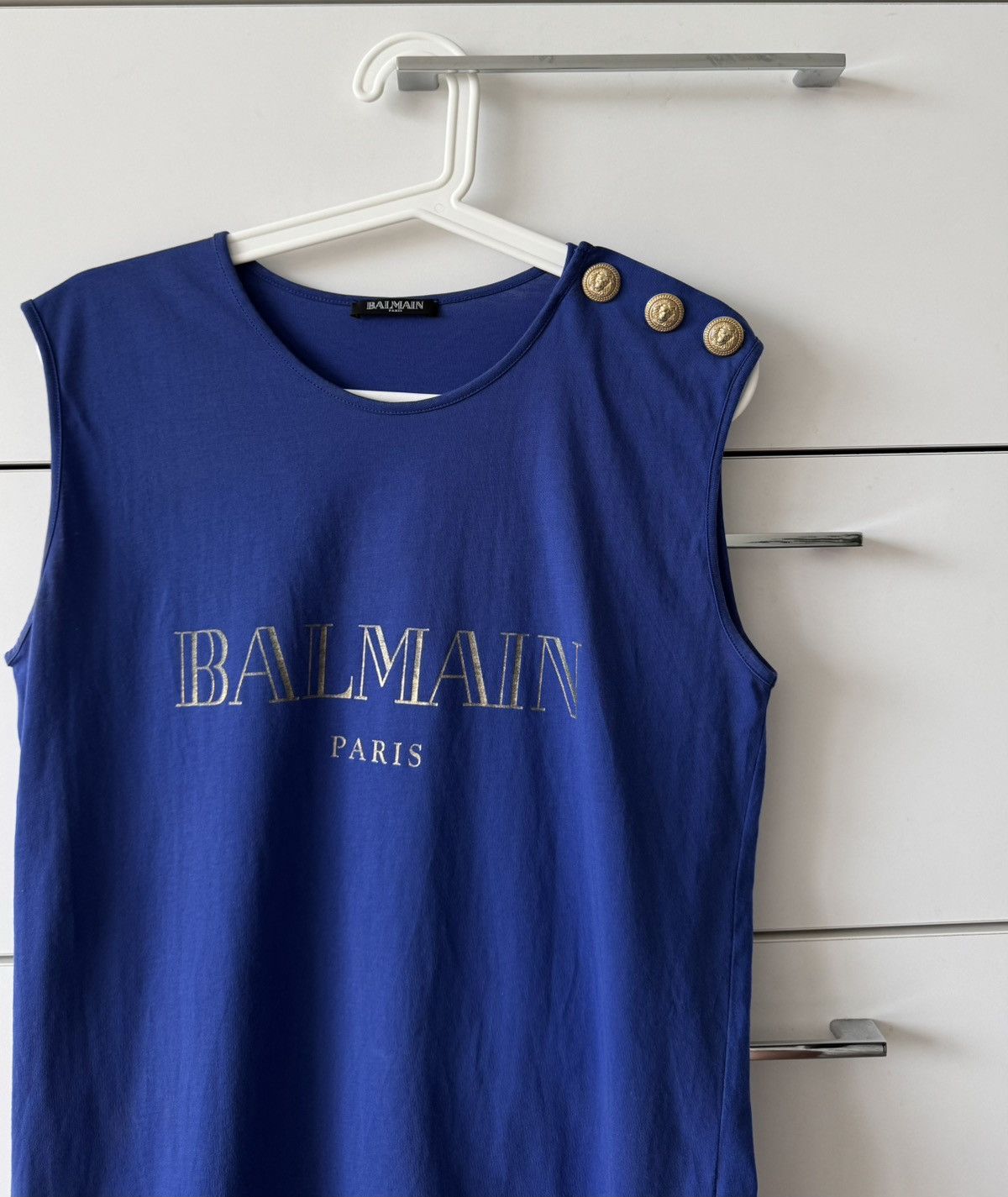Balmain Balmain Blue Cotton Iconic Tank Top Size S / US 4 / IT 40 - 5 Thumbnail