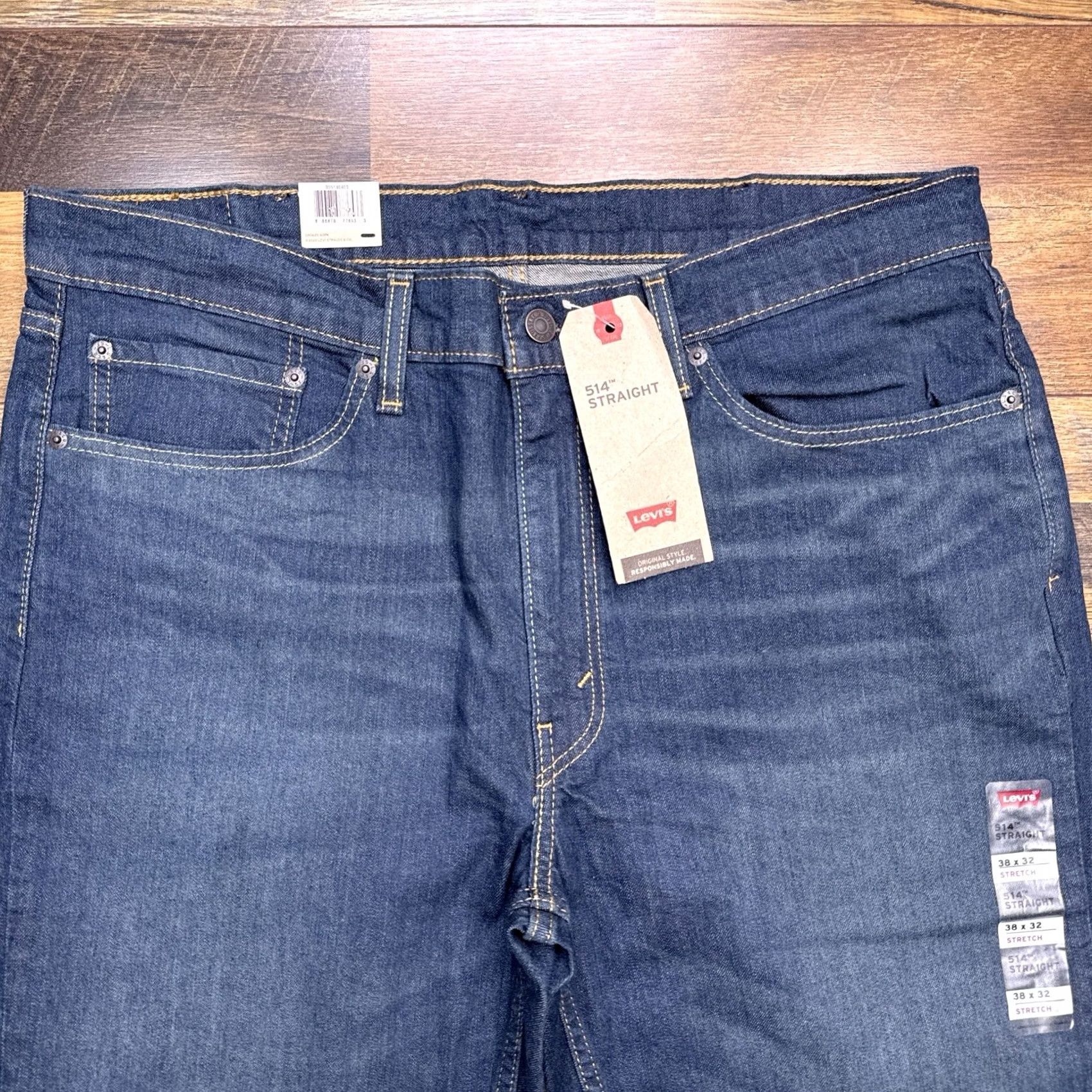 Levi's Levi's 514 Jeans Mens 38x32 Mid Rise Regular Fit Stretch Denim Blue 5-Pocket Classic Square Zip Belt Loops Cotton Elastane Modern Casual Regular Mens Size US 38 / EU 54 - 4 Thumbnail