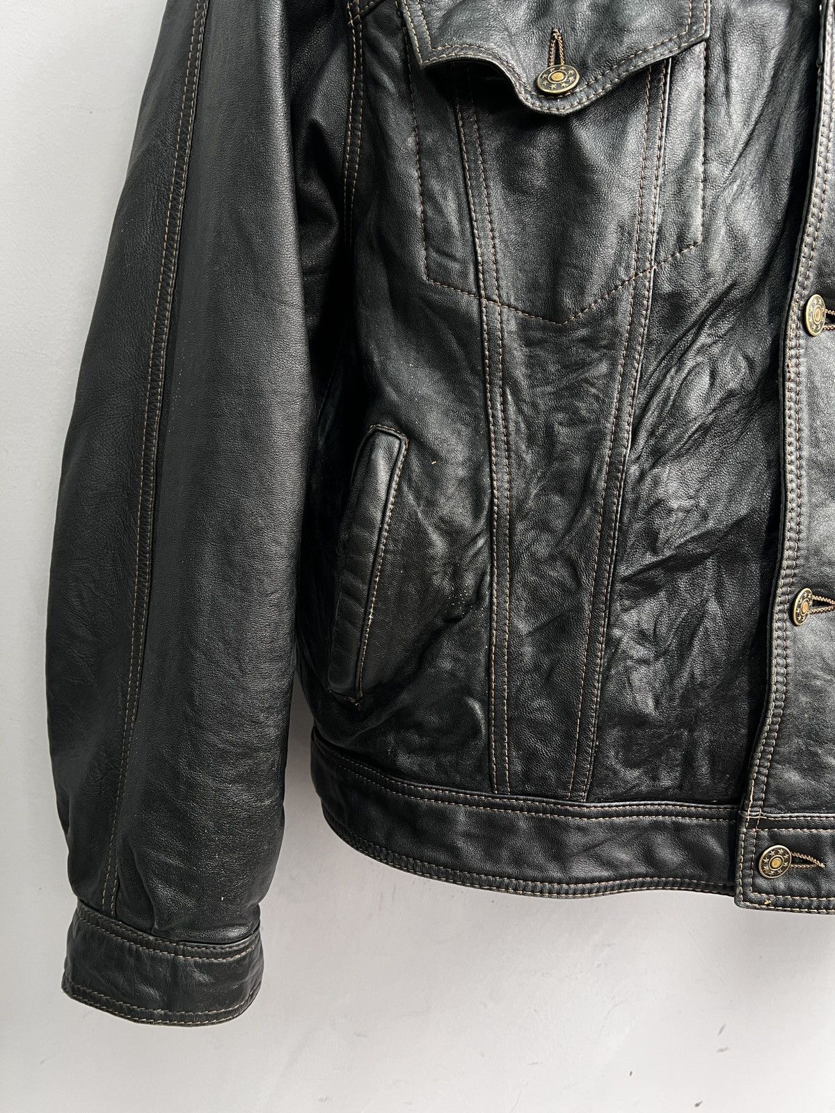 14th Addiction Rare diesel style leather boxy fit trucker jacket hype Size US M / EU 48-50 / 2 - 4 Thumbnail