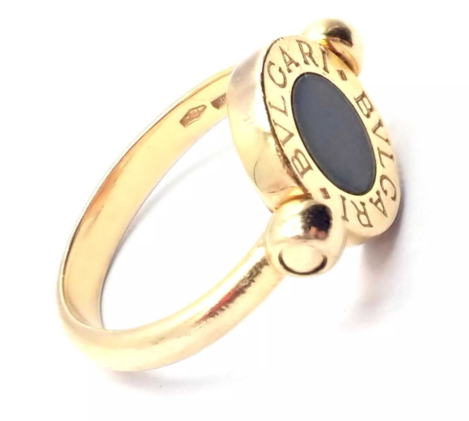 Bvlgari 18k Yellow Gold Coral Black Onyx Flip Ring Size ONE SIZE - 7 Thumbnail