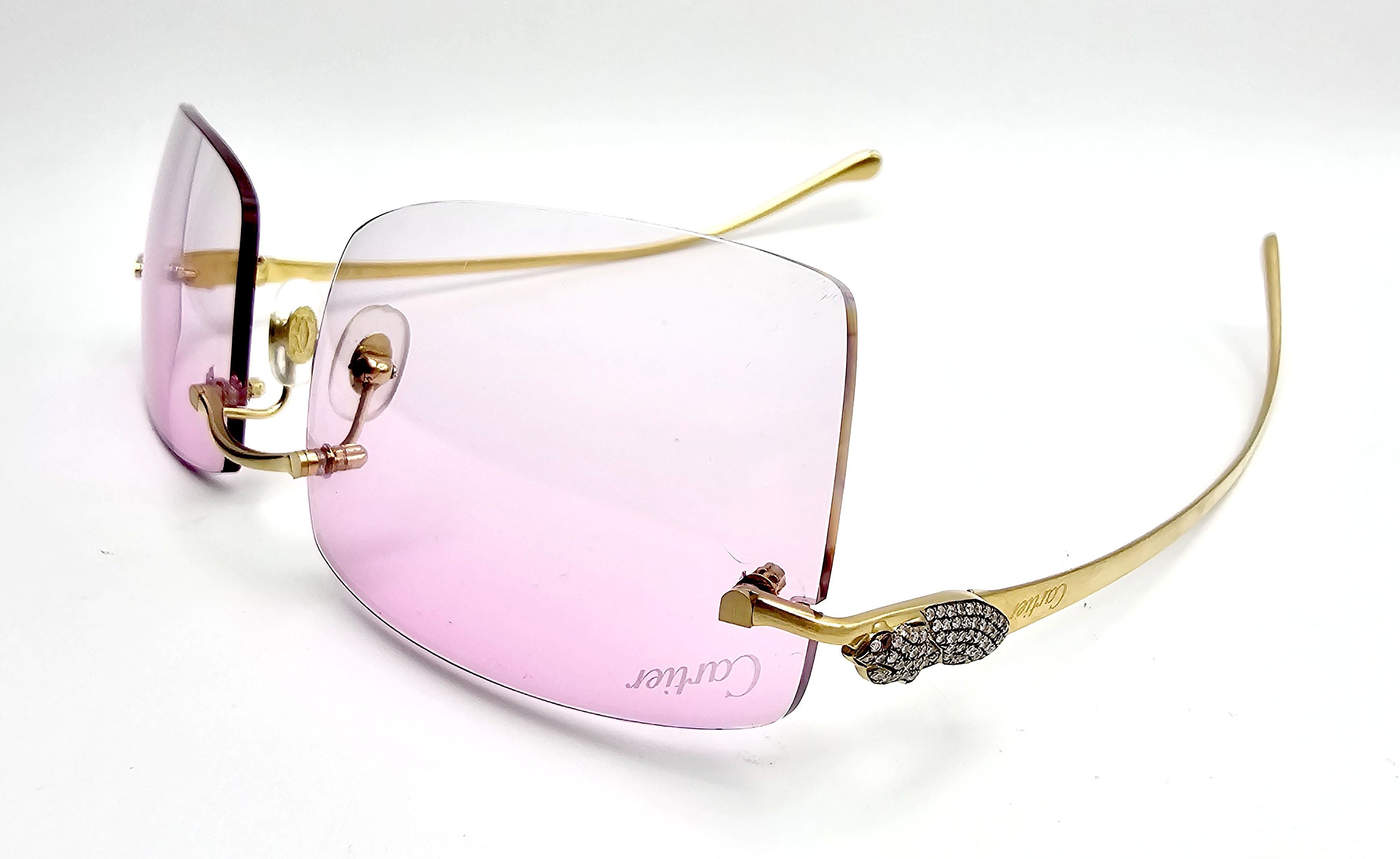 Cartier Cartier Rimless Custom Diamond Gold Sunglasses Size ONE SIZE - 15 Thumbnail