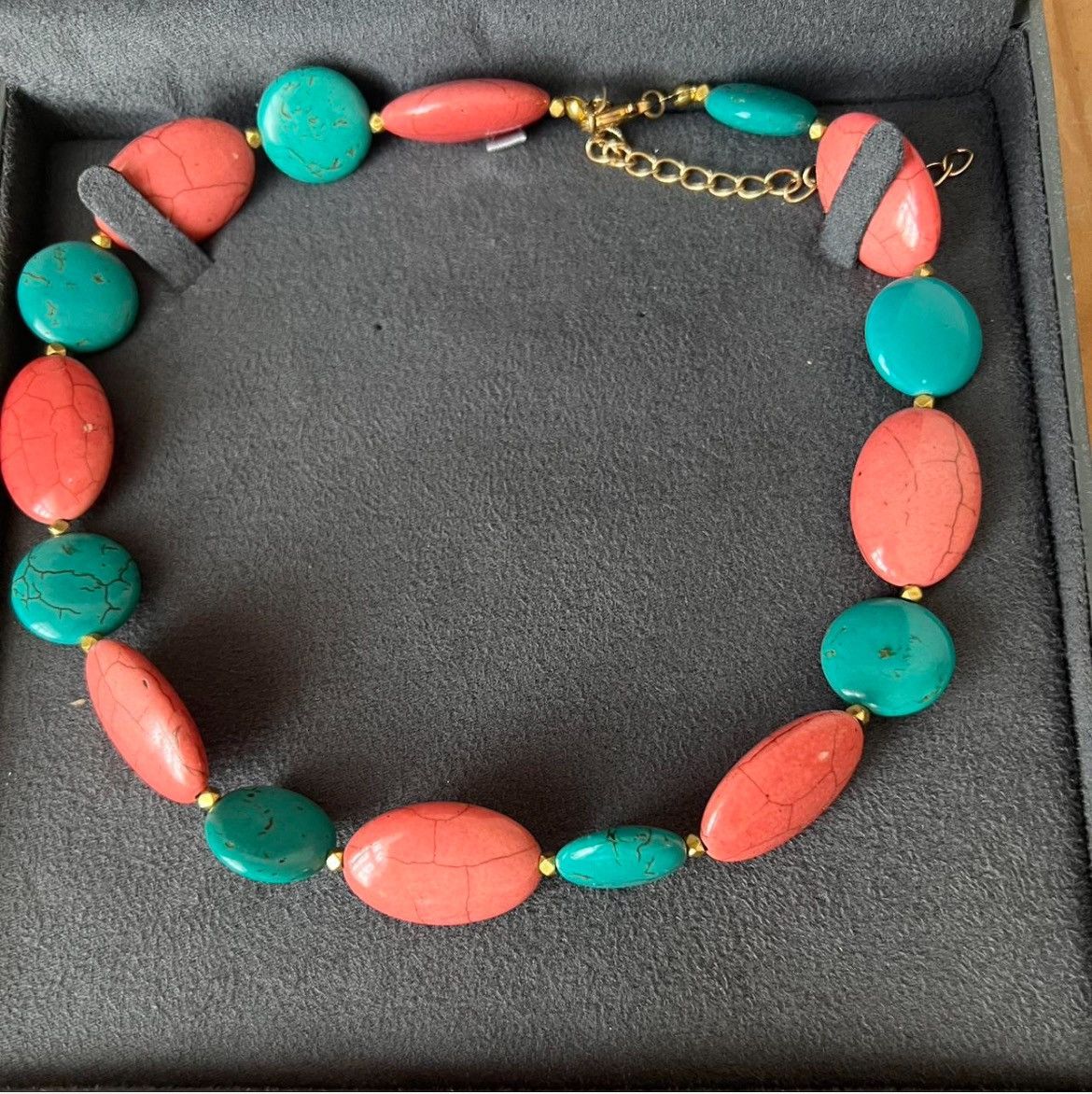Vintage Vintage OldMoney Turquoise, Coral and Gold Plated Necklace Size ONE SIZE - 2 Thumbnail