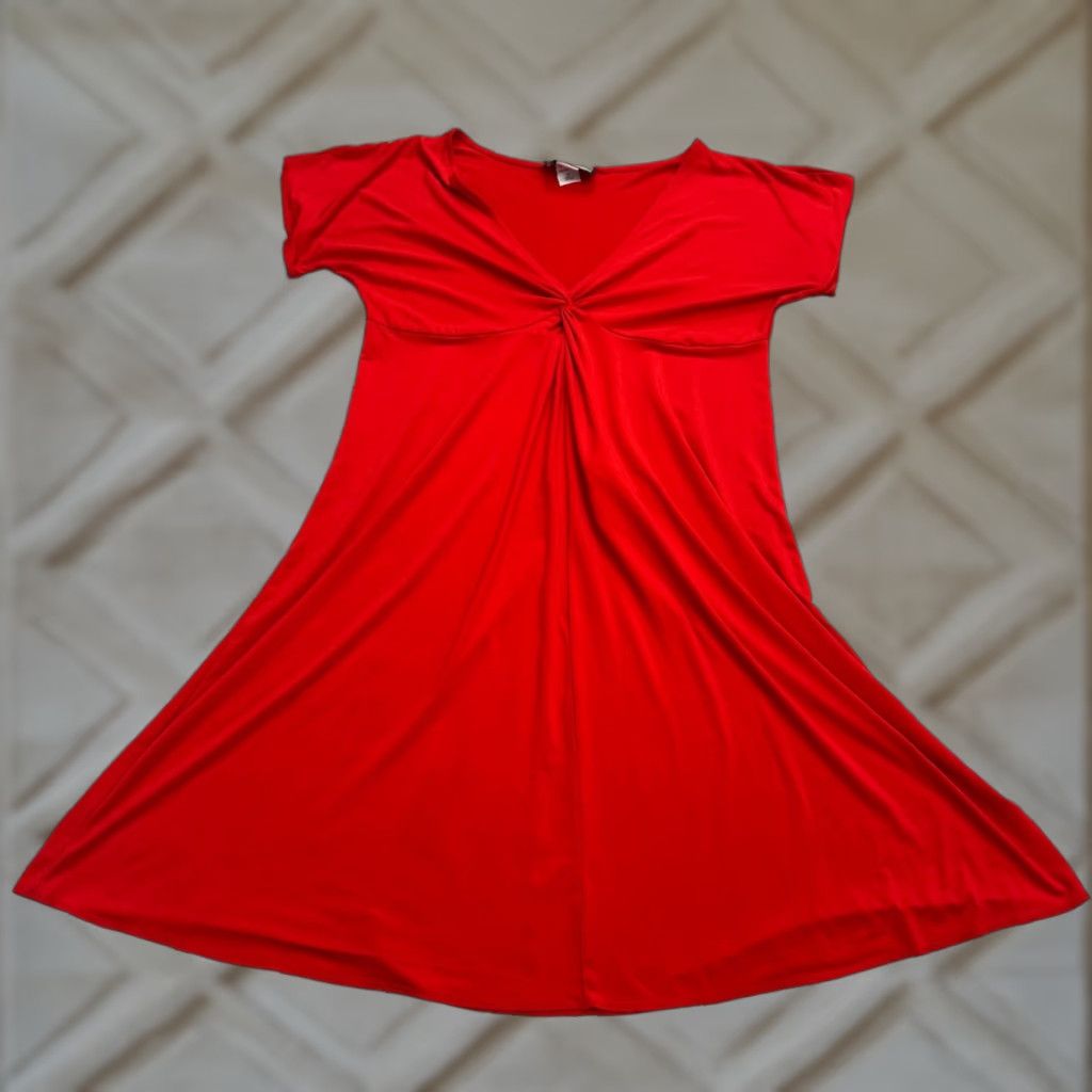 Mary McFadden Mary McFadden Collection Twisted Knot Front A-Line Dress Womens XL Red V-Neck Size XL / US 12-14 / IT 48-50 - 1 Thumbnail
