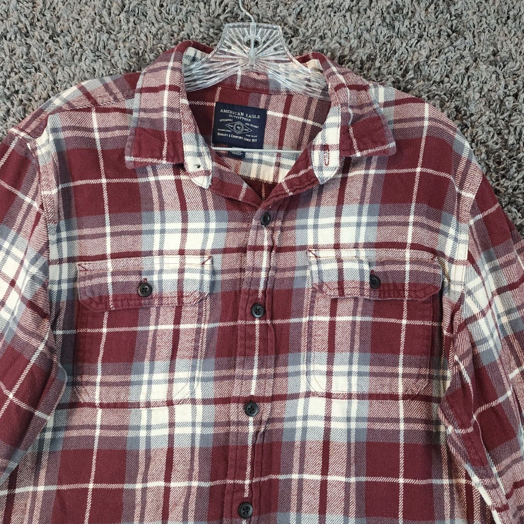 American Eagle Outfitters AMERICAN EAGLE SHIRT Mens Button-Up Flannel Red Plaid Long Sleeve Size M Size US M / EU 48-50 / 2 - 2 Thumbnail