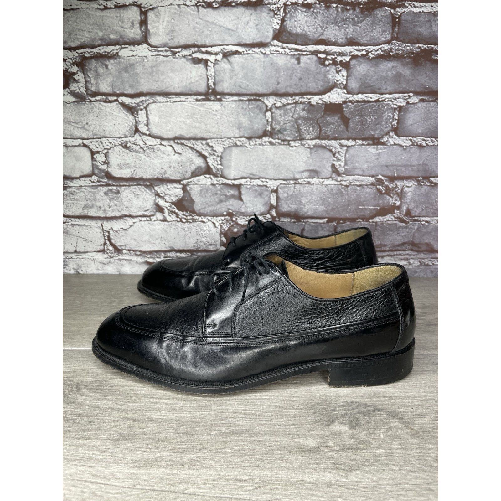 Johnston & Murphy Johnston & Murphy Black Leather Square Toe Italy Dress Shoe Size US 10 / EU 43 - 18 Thumbnail