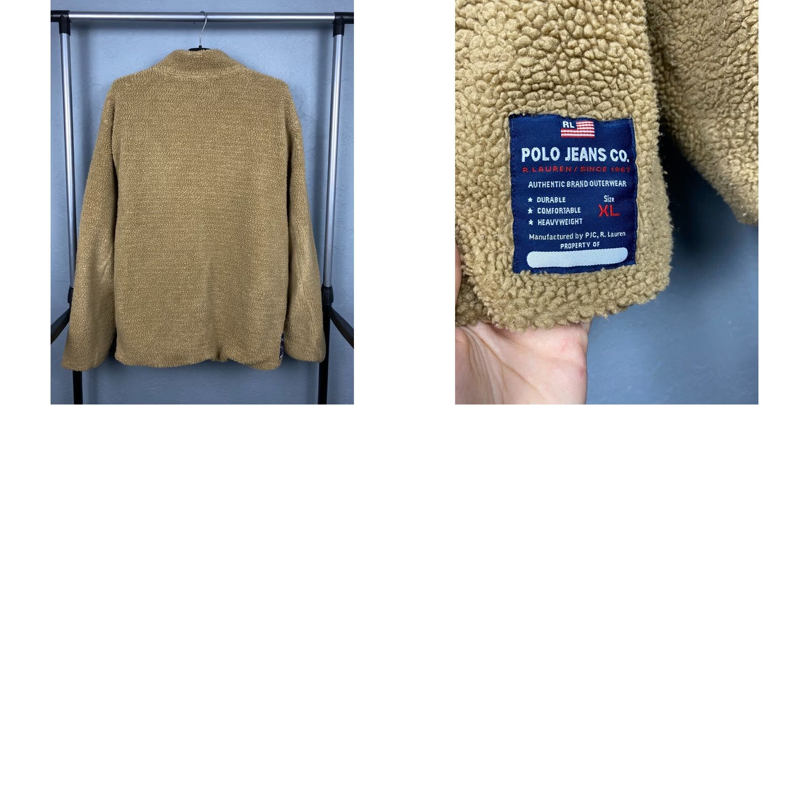 Polo Ralph Lauren Polo Ralph Lauren Jeans Company Deep Pile Sherpa Teddy Fleece Jacket Mens XL Beige Beiged? Size US XL / EU 56 / 4 - 8 Thumbnail
