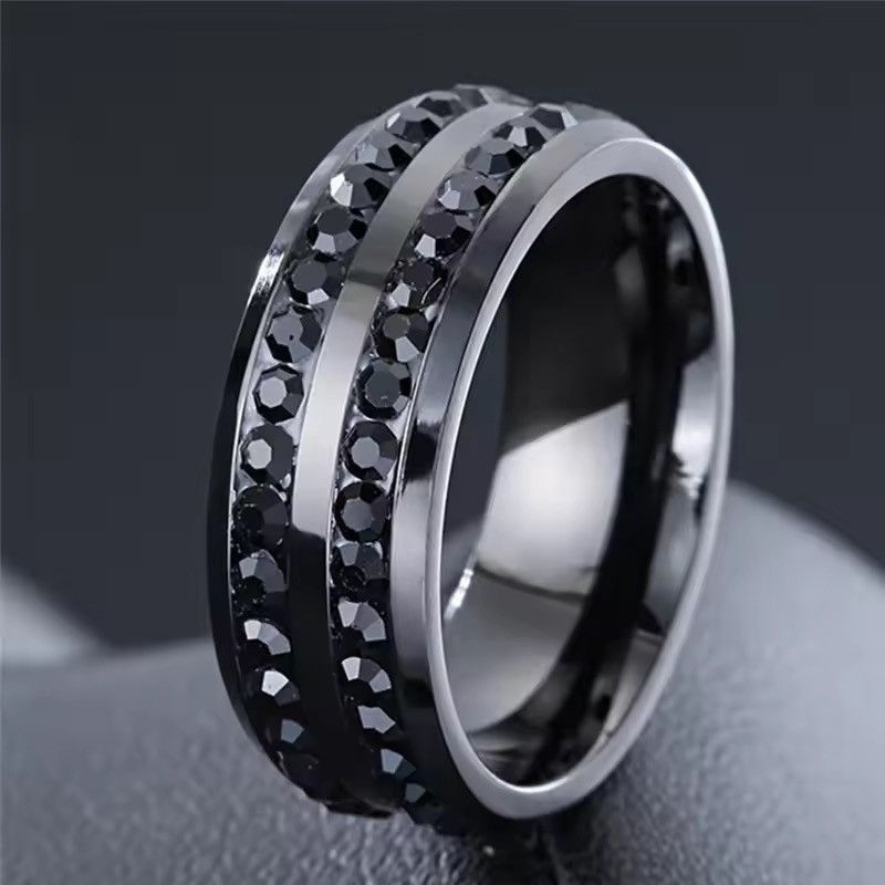 Jewelry Stainless Steel Crystal Zircon Ring ( size 6-13 ) Size ONE SIZE - 3 Thumbnail