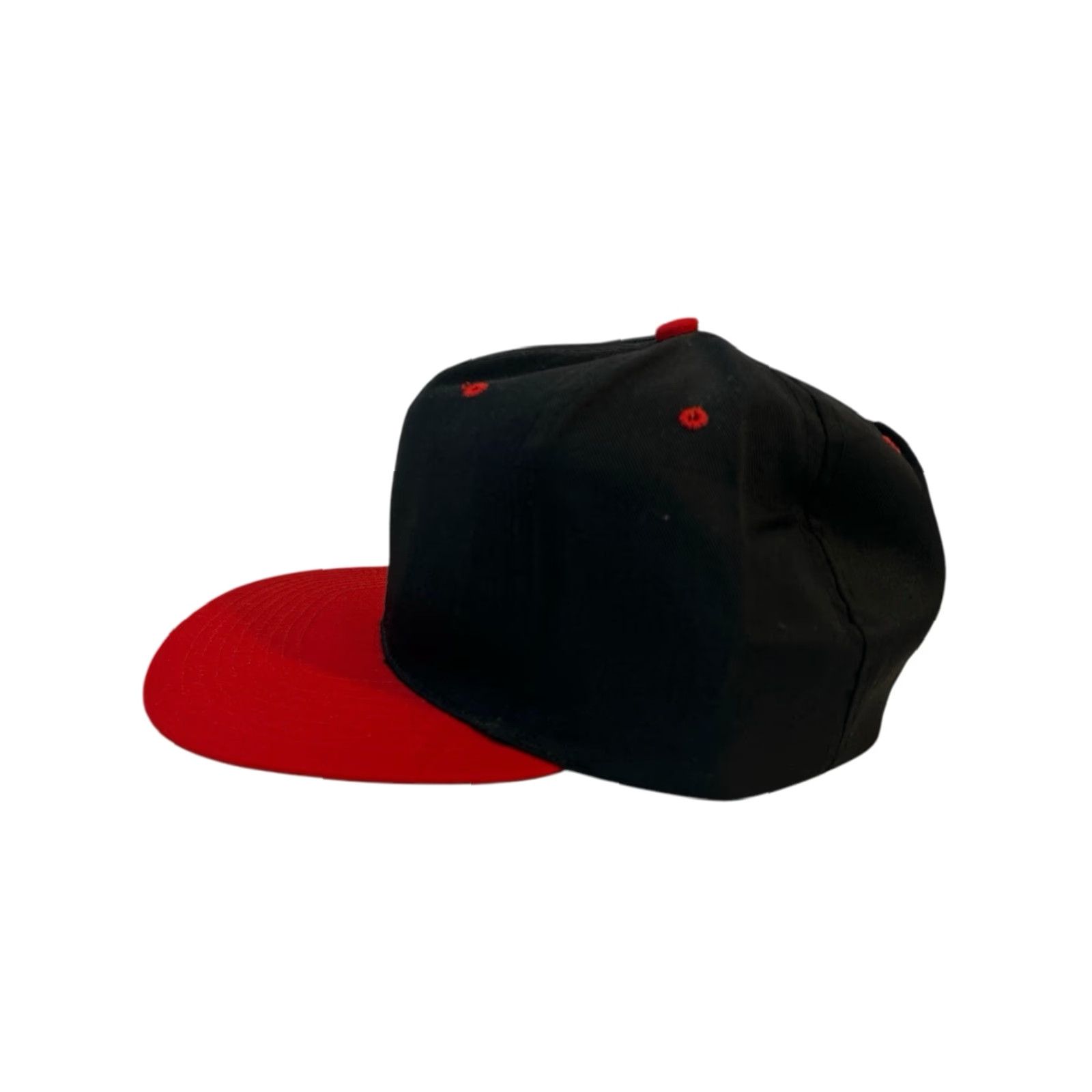 Vintage VINTAGE black & red snap back hat cap Adult One Size NWOT deadstock 90s 90s BRED nylon poly/cotton blend Unbranded Mens Hats Size ONE SIZE - 3 Thumbnail