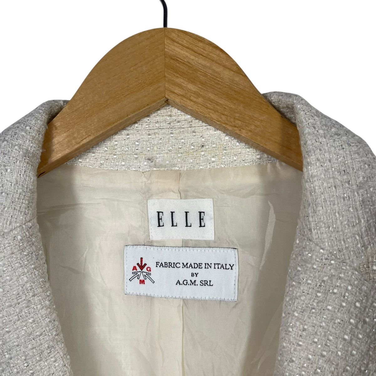 Vintage ELLE Cream Tweed Blazer Italian Fabric Women’s Tailored Size M / US 6-8 / IT 42-44 - 3 Thumbnail