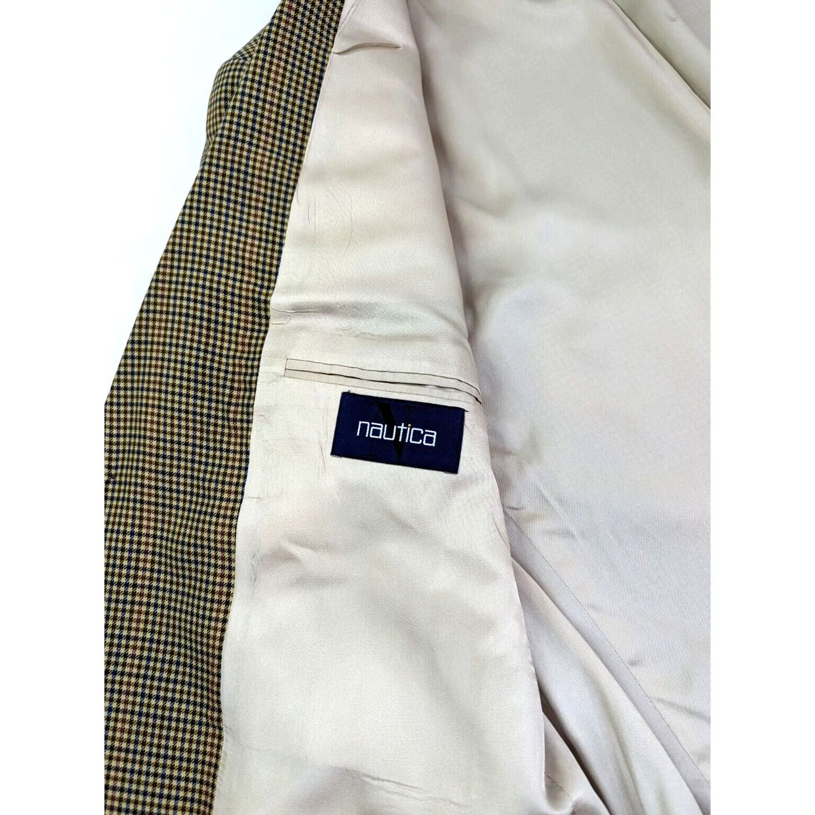 Nautica Nautica Blazer Mens Wool Check Button Three-Button 43 L VTG Multicolor Long Notch Lapel JACKET Coat Shirt Cardigan Size 46R - 6 Thumbnail