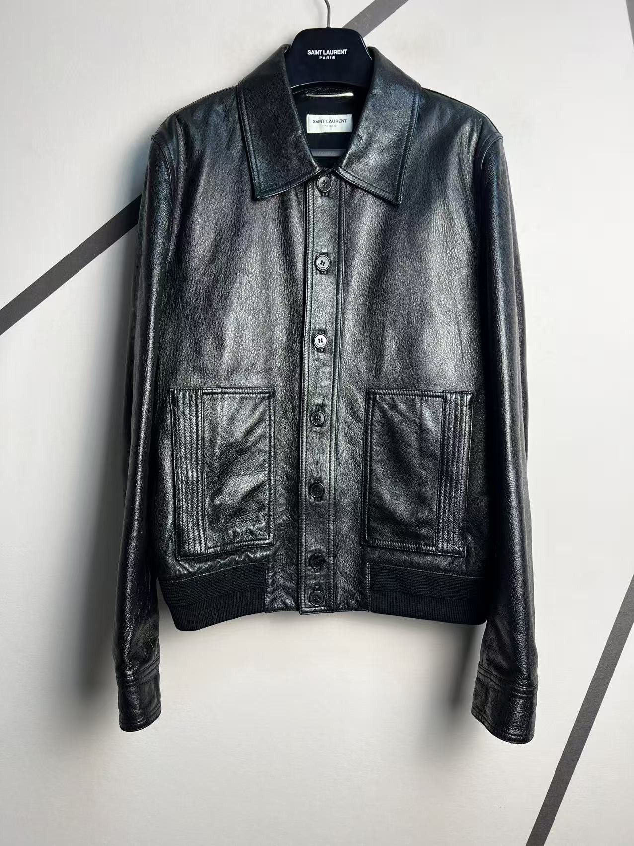 Saint Laurent Paris Black Leather Jacket sz 50 Size US M / EU 48-50 / 2 - 1 Thumbnail