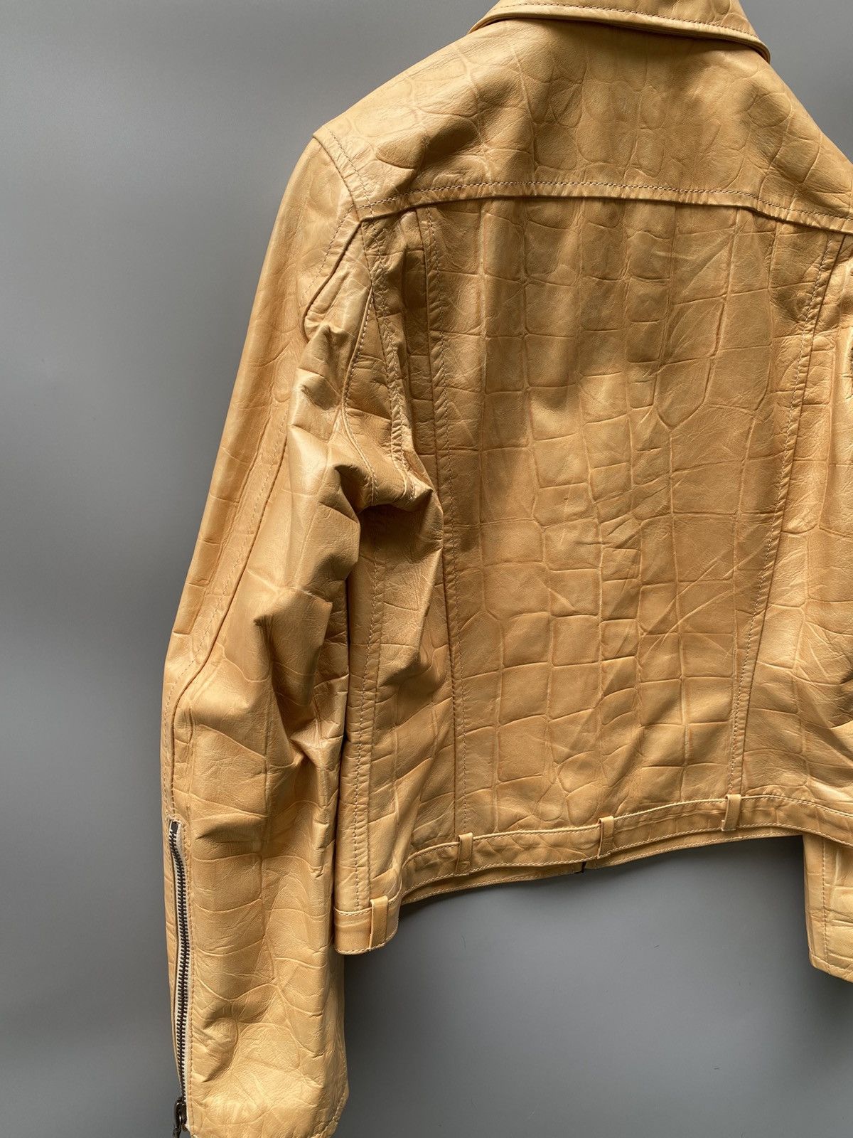 KEITAMARUYAMA 2000s Embossed Croc Effect - Leather Trucker Jacket Size S / US 4 / IT 40 - 16 Thumbnail