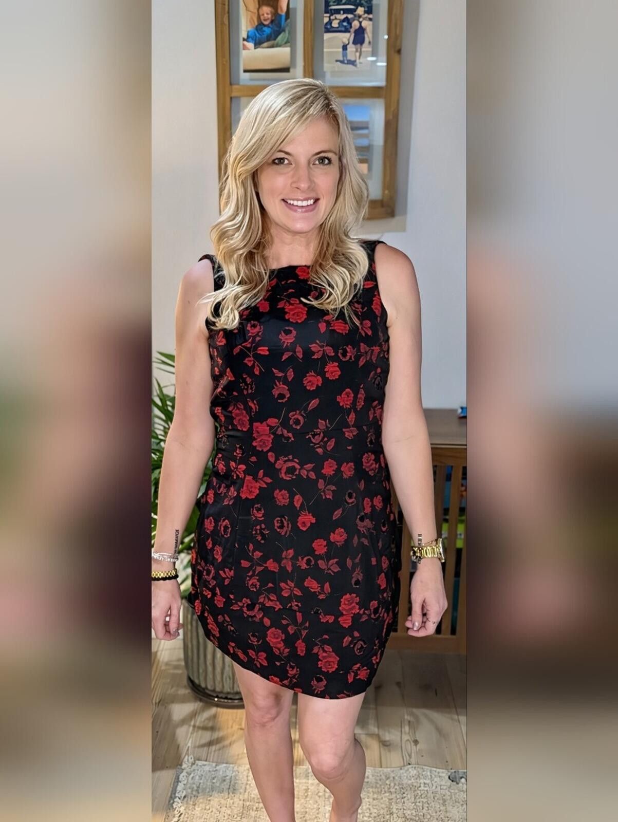 Other Black Sleeveless Mini Dress with Red Floral Jacquard Size M / US 6-8 / IT 42-44 - 5 Thumbnail