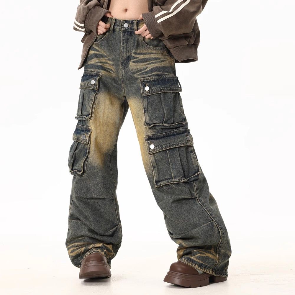 Japanese Brand × Jean Men's washed distressed multi-pocket cargo jeans Size US 32 / EU 48 - 2 Thumbnail