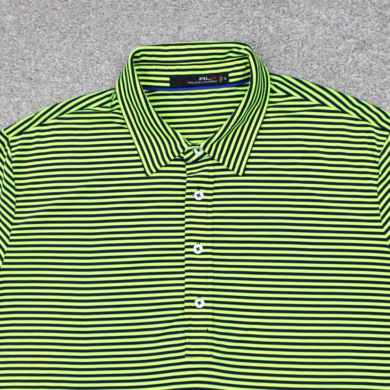 RLX Ralph Lauren RLX Ralph Lauren Polo Shirt Mens XL Green/Black Short Sleeve Polyester Blend Stretch Polo Shirt Size US XL / EU 56 / 4 - 5 Thumbnail