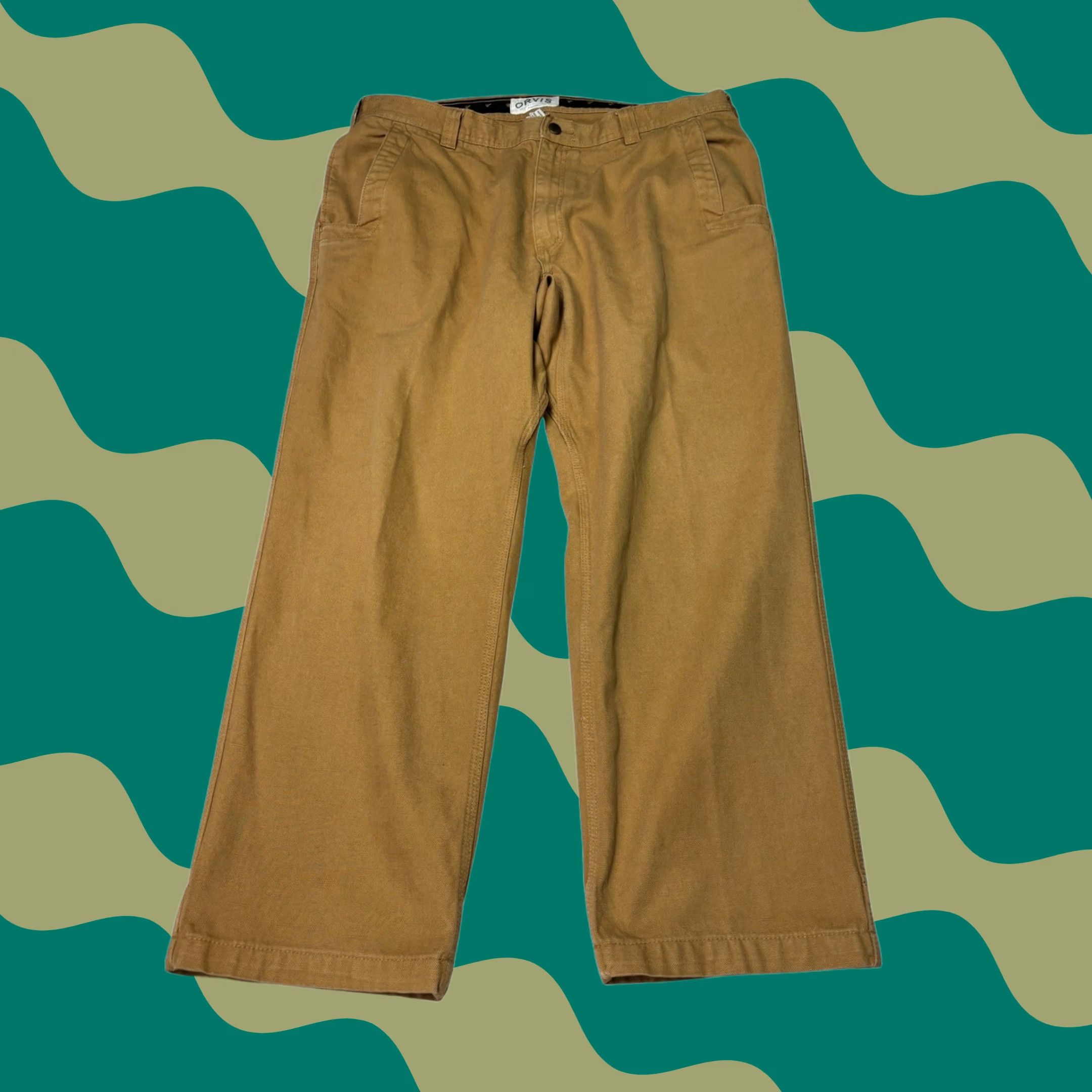 Orvis Orvis Pants Mens 40x30 Tan Cotton Canvas Work Pants Casual, Workwear, Khakis, Big & Tall, Regular Fit Size US 40 / EU 56 - 1 Thumbnail