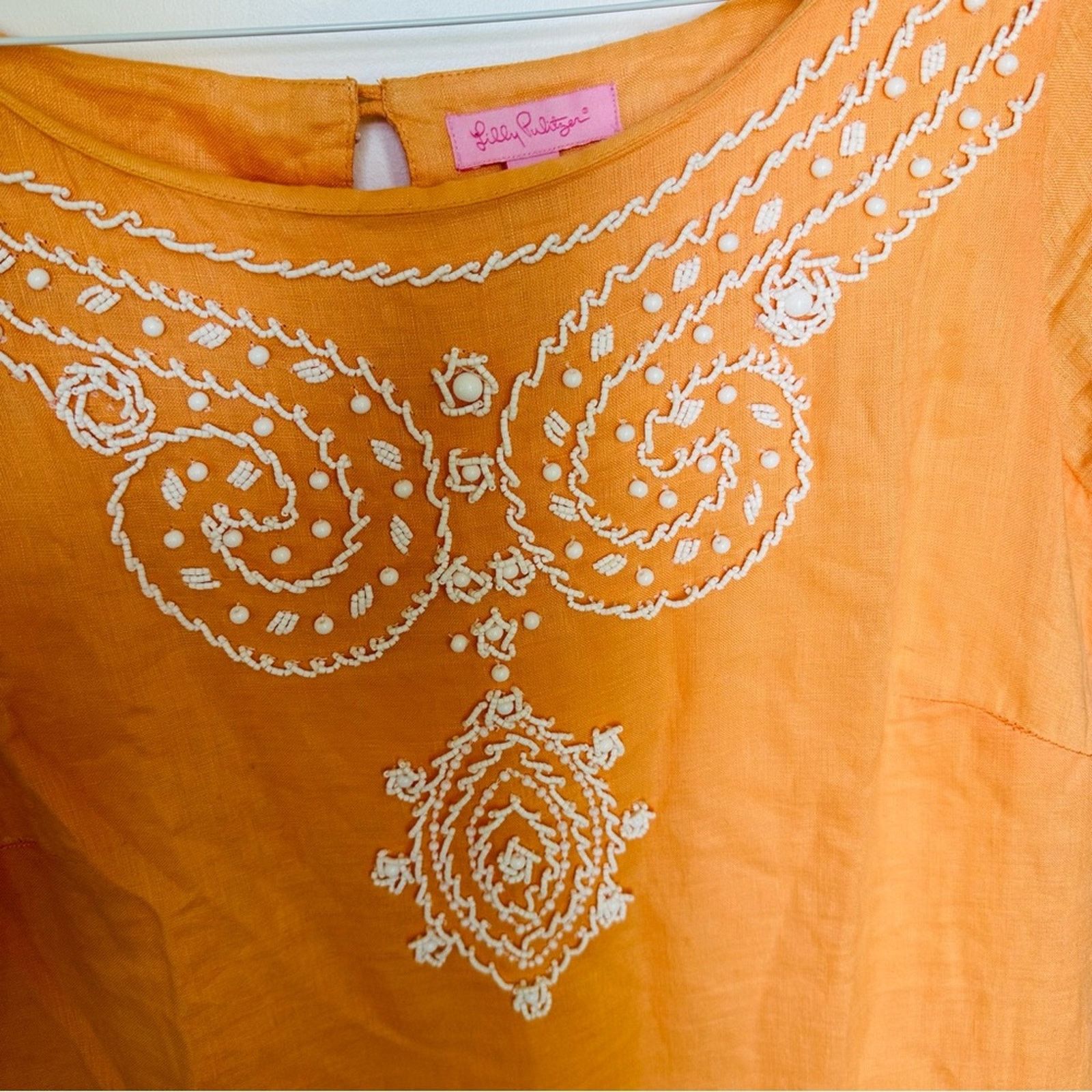 Lilly Pulitzer LILLY PULITZER Orange Peach White Tunic Shift Mini Dress Size S / US 4 / IT 40 - 9 Thumbnail
