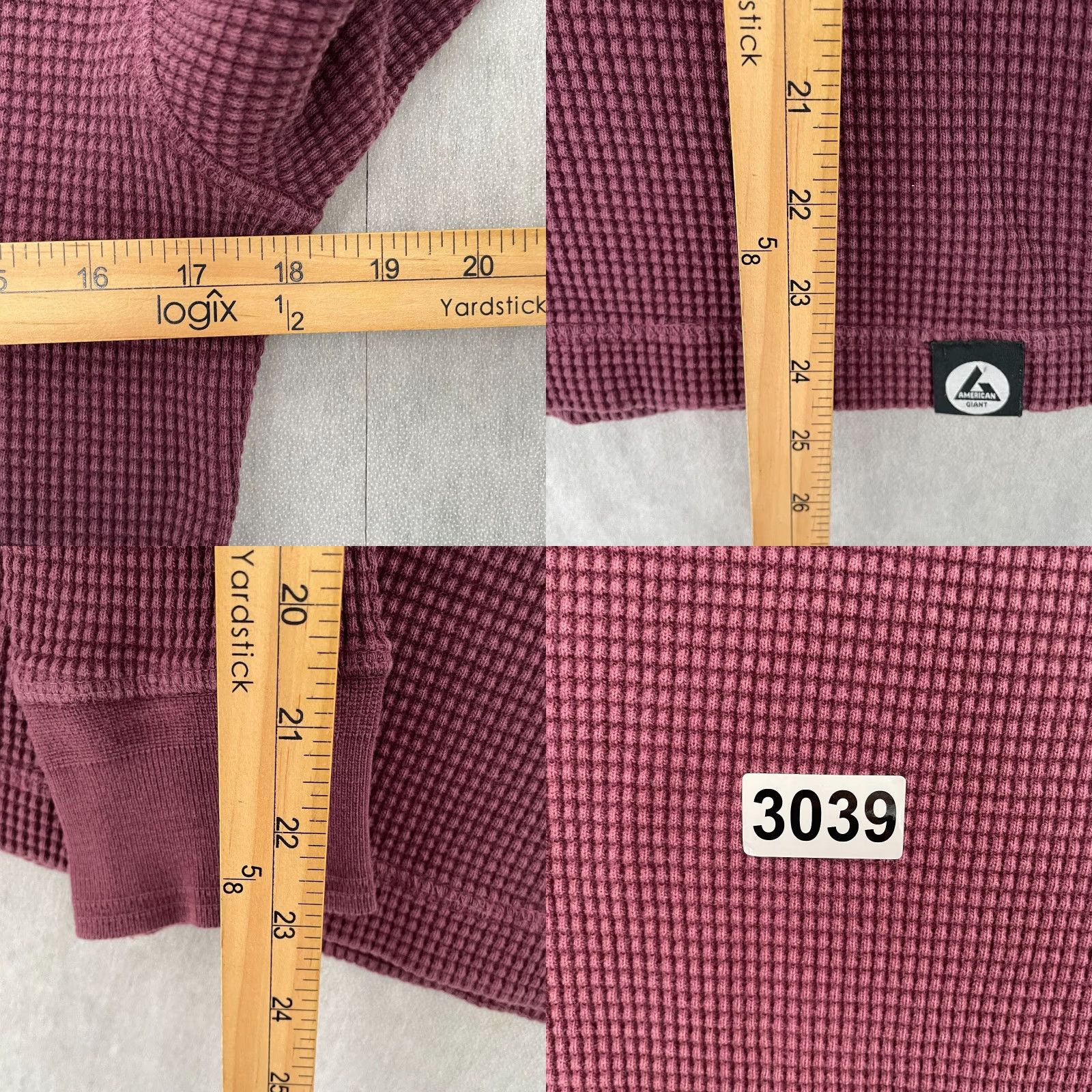 Vintage American Giant Shirt Womens M Burgundy Thermal Waffle Knit Sweatshirt USA Size M / US 6-8 / IT 42-44 - 8 Thumbnail