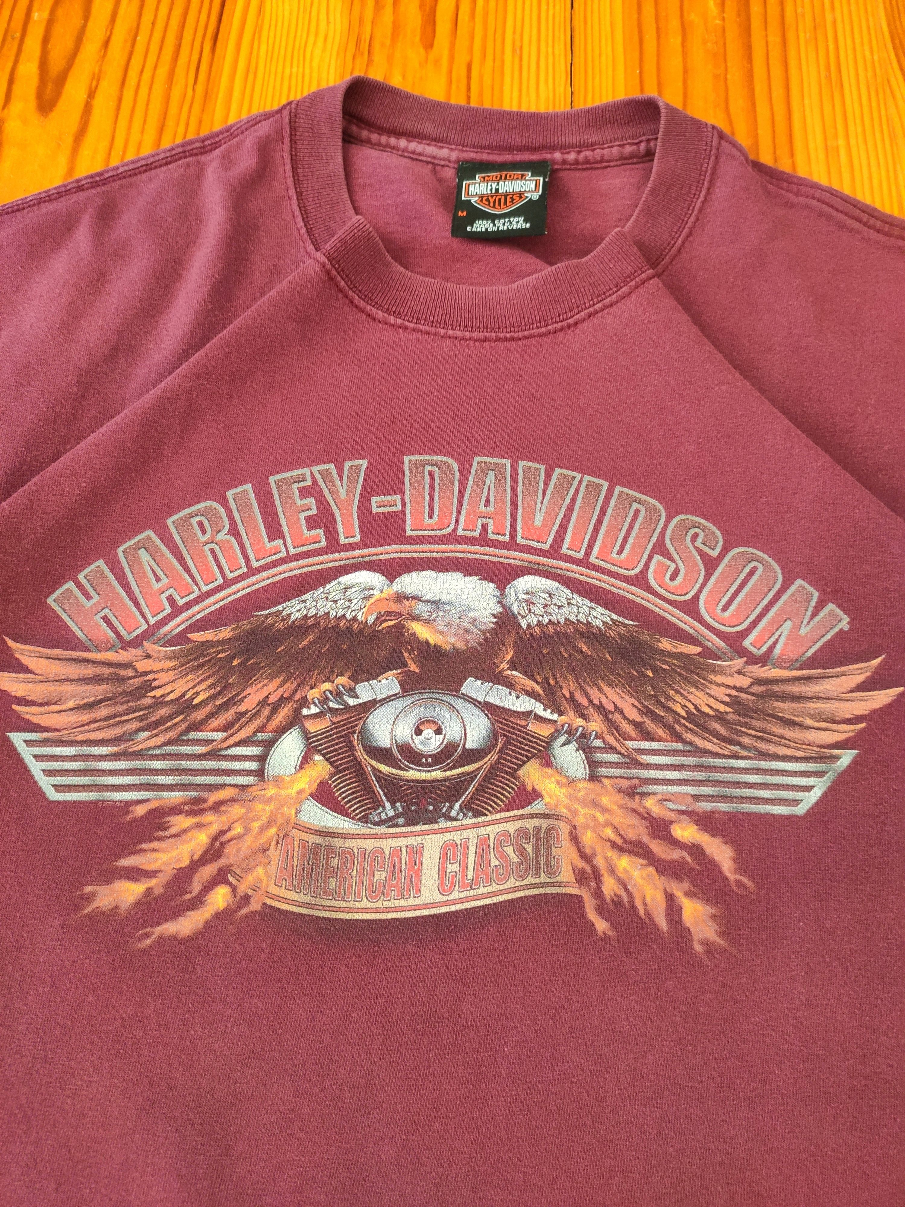 Harley Davidson × Japanese Brand × Vintage harley davidson t-shirt tee bordeaux sunfaded 2000s vintage Size US M / EU 48-50 / 2 - 2 Thumbnail