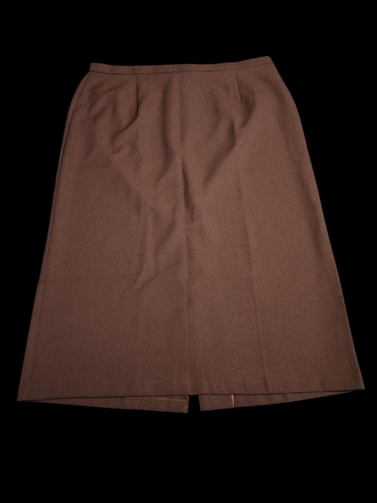 Designer Vintage 24K Brown Two-Piece Skirt (20)and Vest (24W) Set Size 3XL / US 20-22 - 3 Thumbnail