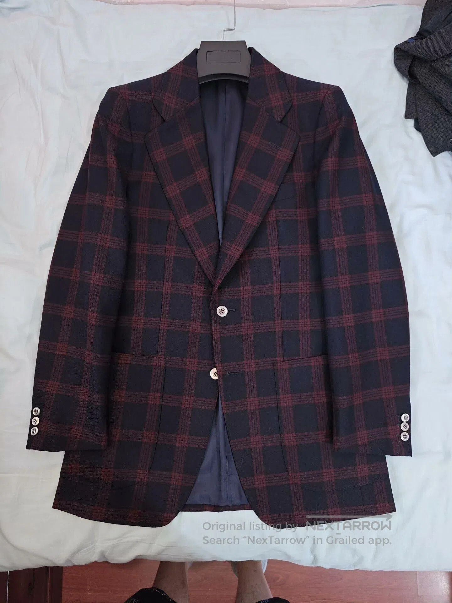 Japanese Brand Italian Wool Blend Suit with Red Checks. Size US S / EU 44-46 / 1 - 5 Thumbnail