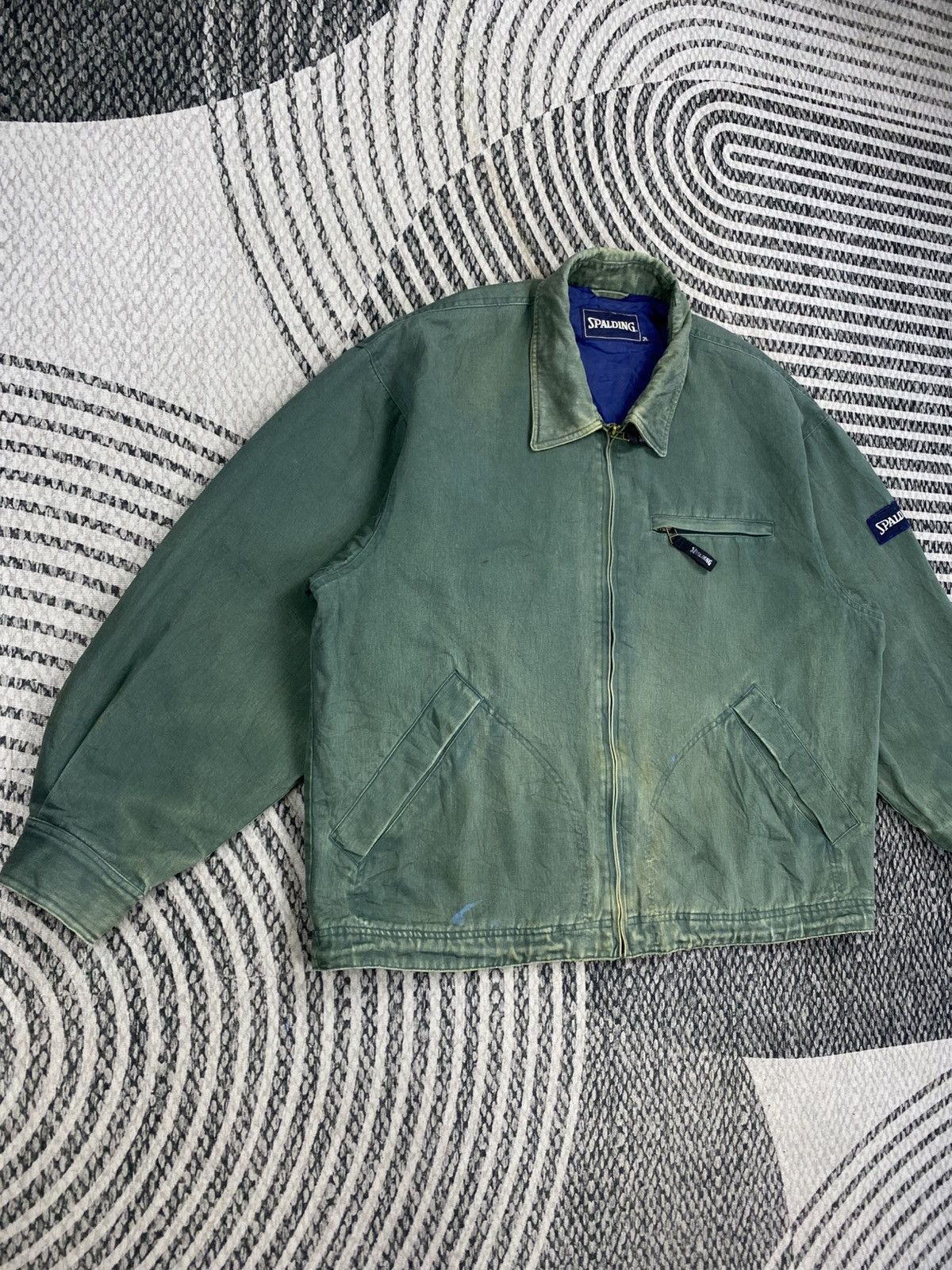 Spalding 🔥RARE Vintage 80s Spalding Patches On Sleeve Bomber Jacket Size US XL / EU 56 / 4 - 4 Thumbnail