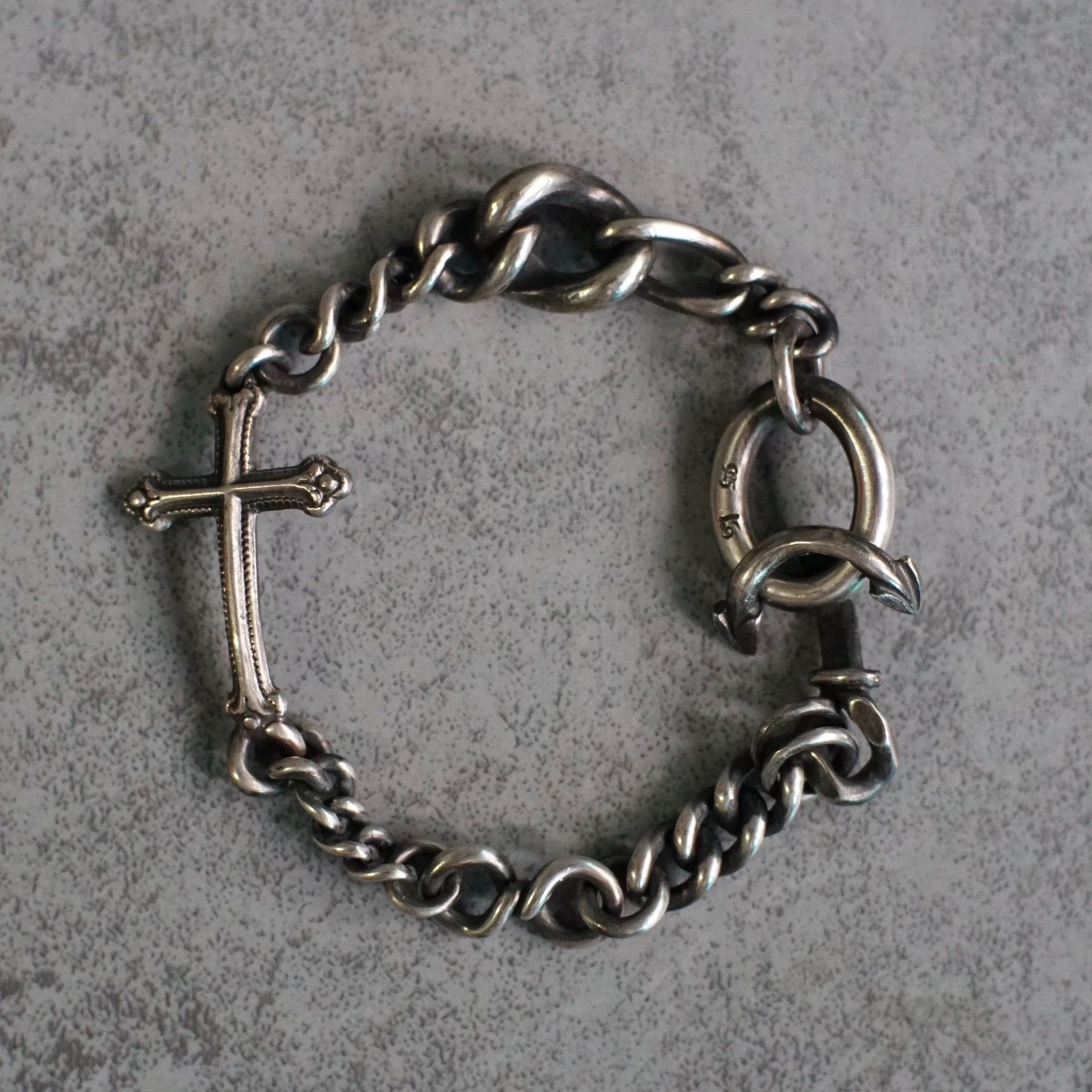Werkstatt Munchen Werkstatt Munchen M2651 Cross & Anchor Silver Bracelet XS+M Size ONE SIZE - 5 Thumbnail
