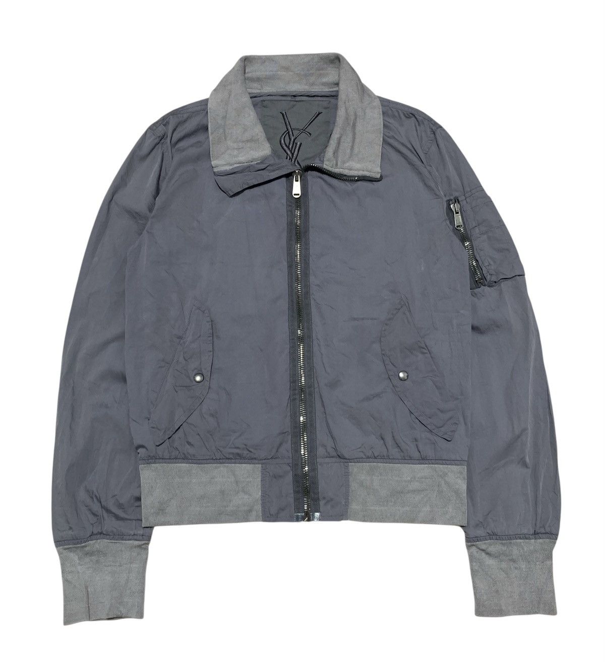 Yves Saint Laurent Yves Saint Laurent Grey Paracute Bomber Jacket Size US M / EU 48-50 / 2 - 1 Thumbnail