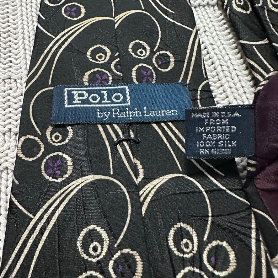 Polo Ralph Lauren Vintage Polo Ralph Lauren black abstract paisley silk tie Size ONE SIZE - 3 Thumbnail