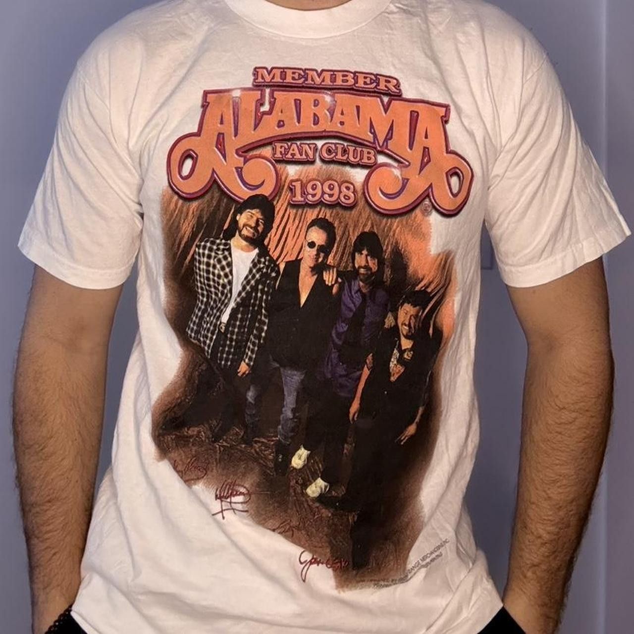 Fruit Of The Loom Vintage Alabama Fan Club 1998 Tour White Graphic Concert Tee Size US L / EU 52-54 / 3 - 1 Thumbnail