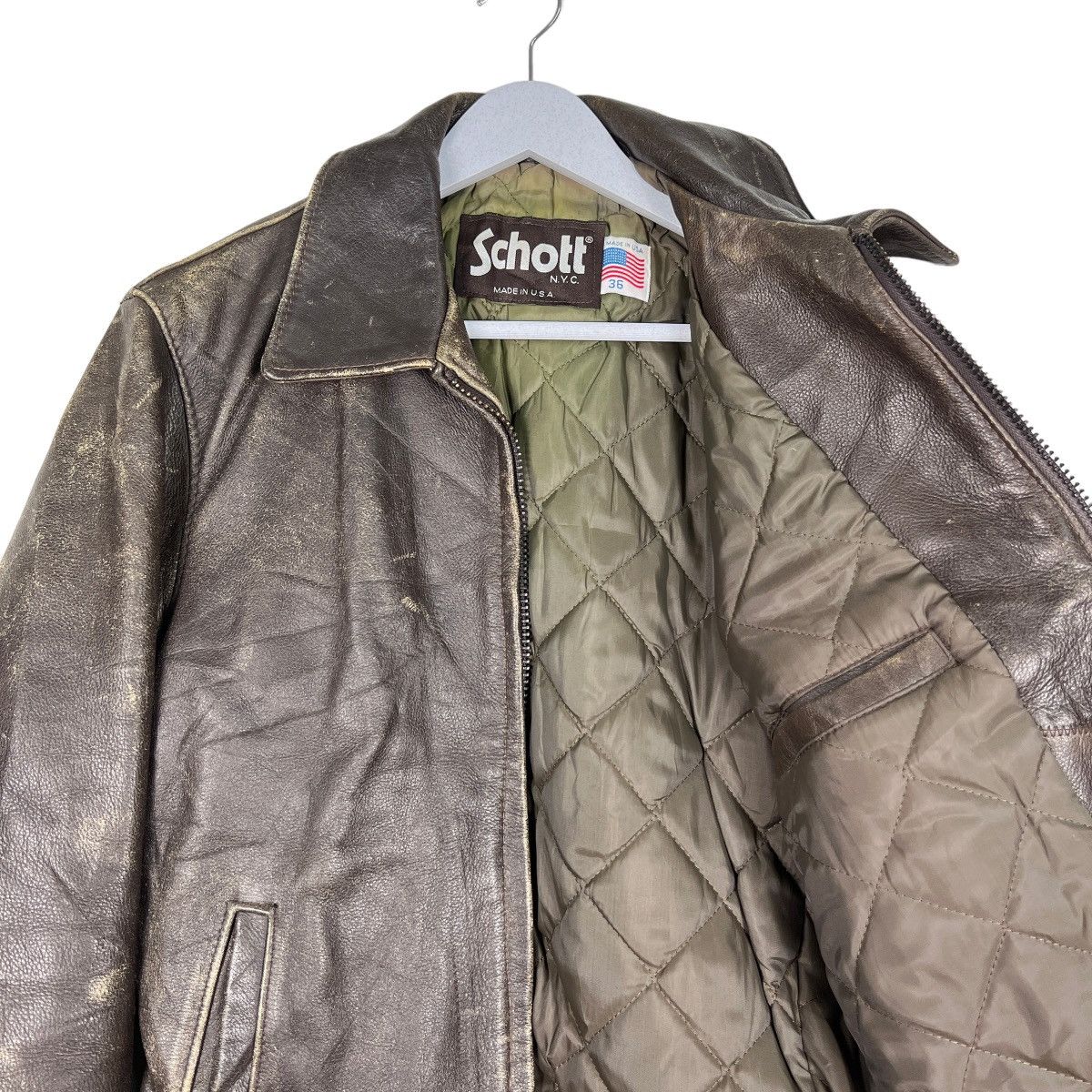 Schott 🔥 VINTAGE SCHOTT NYC LEATHER RACER JACKET MADE IN USA Size US S / EU 44-46 / 1 - 11 Thumbnail