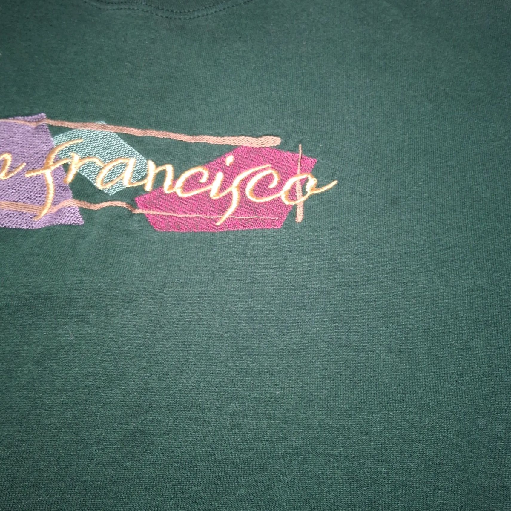 Fruit Of The Loom Vintage San Francisco California Sweatshirt XL Green Embroidered Crewneck USA Size US XL / EU 56 / 4 - 7 Thumbnail