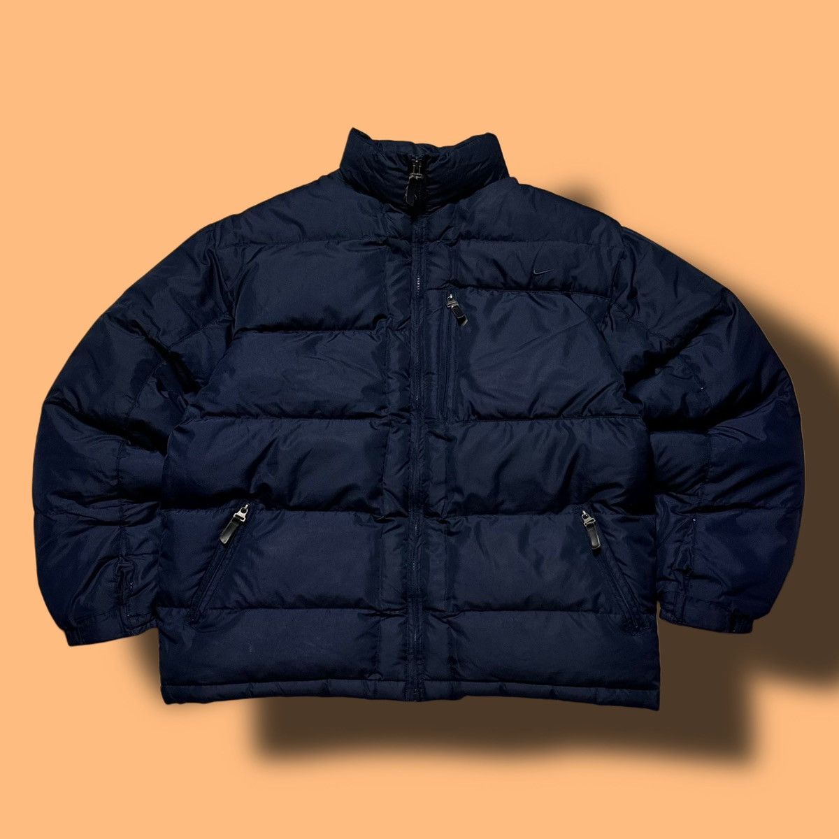 Nike × Vintage 00s Nike Vintage Drill Oversize Down Mini Swoosh Jacket Y2K Size US S / EU 44-46 / 1 - 1 Thumbnail