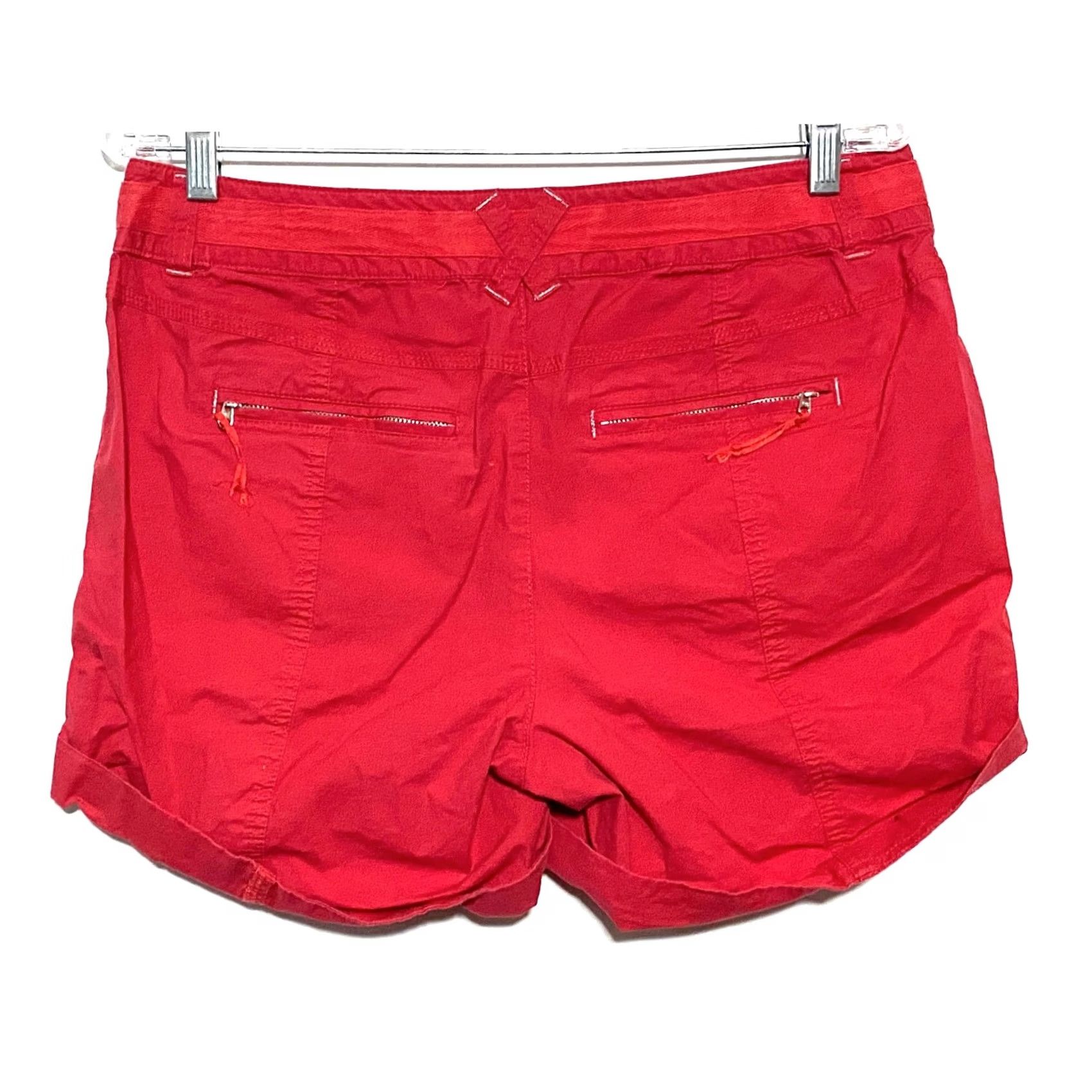 Vintage INC Red Shorts Womens 8 Curvy Fit Cuffed Zip Pocket Summer Glam Vacation Stretch Size 24" / US 00 / IT 34 - 4 Thumbnail