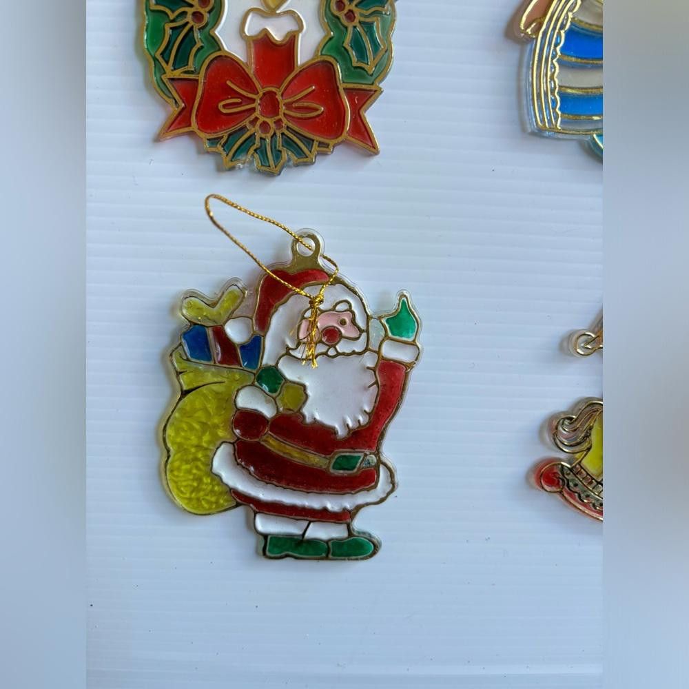 Designer Vintage Christmas Plastic Stained Glass Ornament (Set of 10) Size ONE SIZE - 3 Thumbnail
