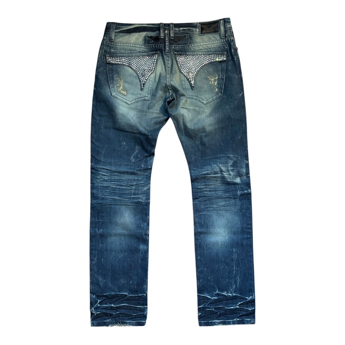 Robins Jeans Robins Jeans in 4D Blue with Silver Crystals Size US 36 / EU 52 - 3 Thumbnail