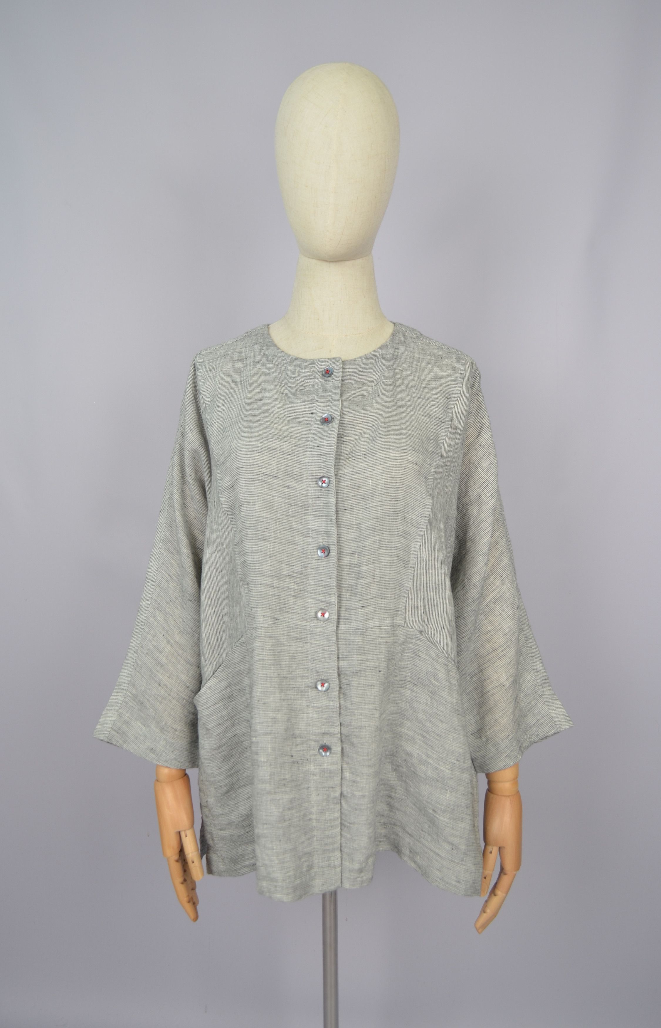 Designer × Sahara Club Sahara Striped Striped Tunic Shirt Linen Size S-M Oversize Size S / US 4 / IT 40 - 1 Thumbnail