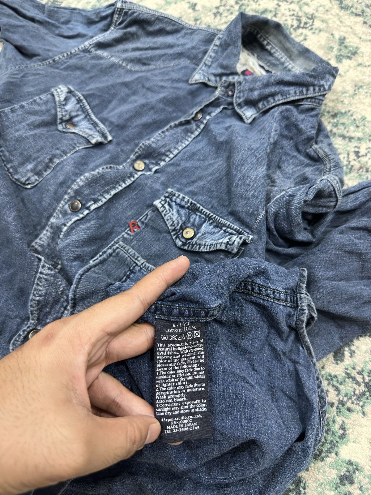 45rpm 45rpm Japan Western Denim Wash Button Up Shirt Size US M / EU 48-50 / 2 - 10 Thumbnail