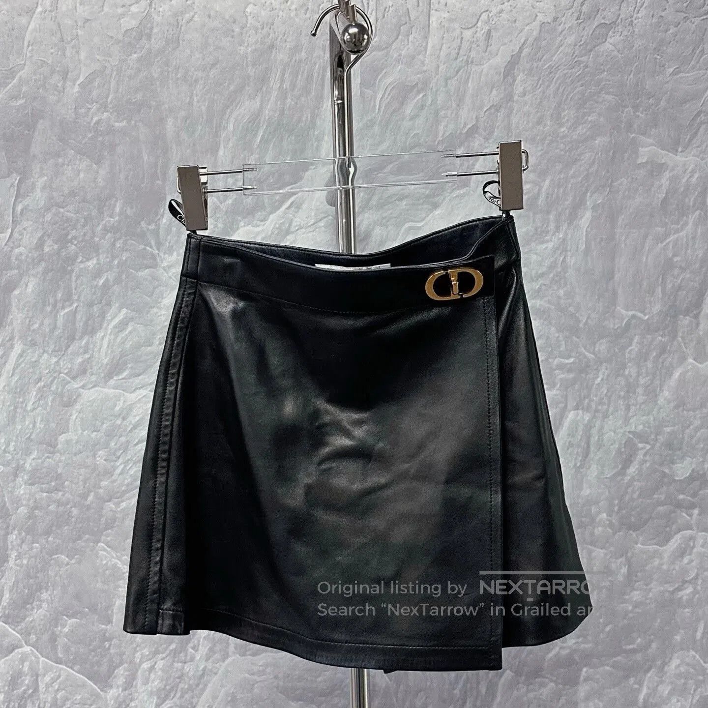 Dior black leather shorts with CD buckle. Size 33" - 1 Thumbnail
