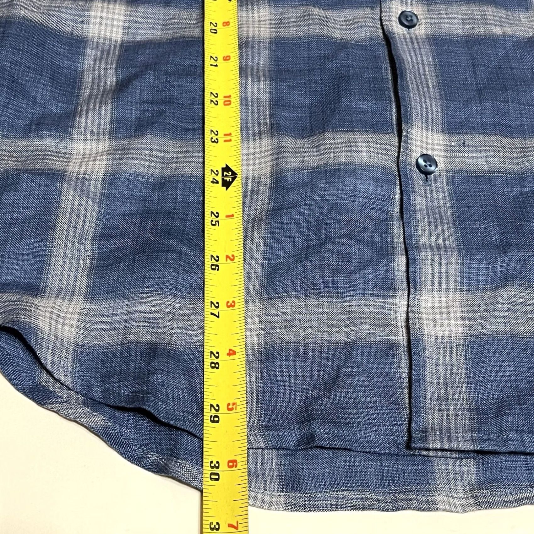 Cubavera Cubavera Shirt Men M Long Sleeve Blue Linen Plaid Button-Up Collared Size US M / EU 48-50 / 2 - 5 Thumbnail