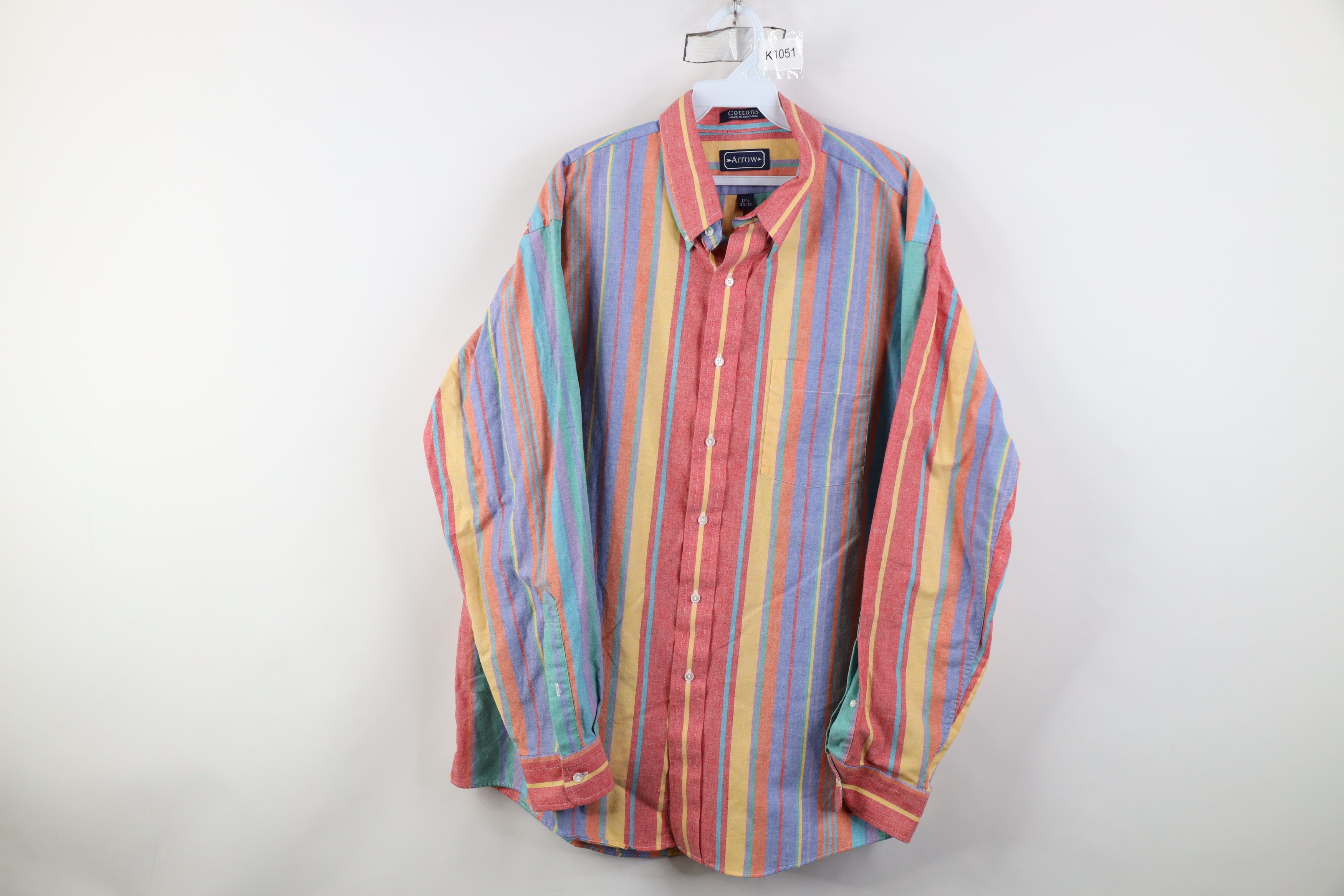 Vintage Vintage 90s Streetwear Striped Oxford Button Down Shirt Size US L / EU 52-54 / 3 - 1 Thumbnail