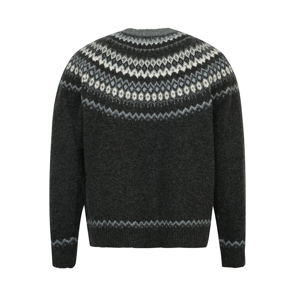 Vintage Men's loose casual jacquard round neck knitted sweater Size US M / EU 48-50 / 2 - 2 Thumbnail