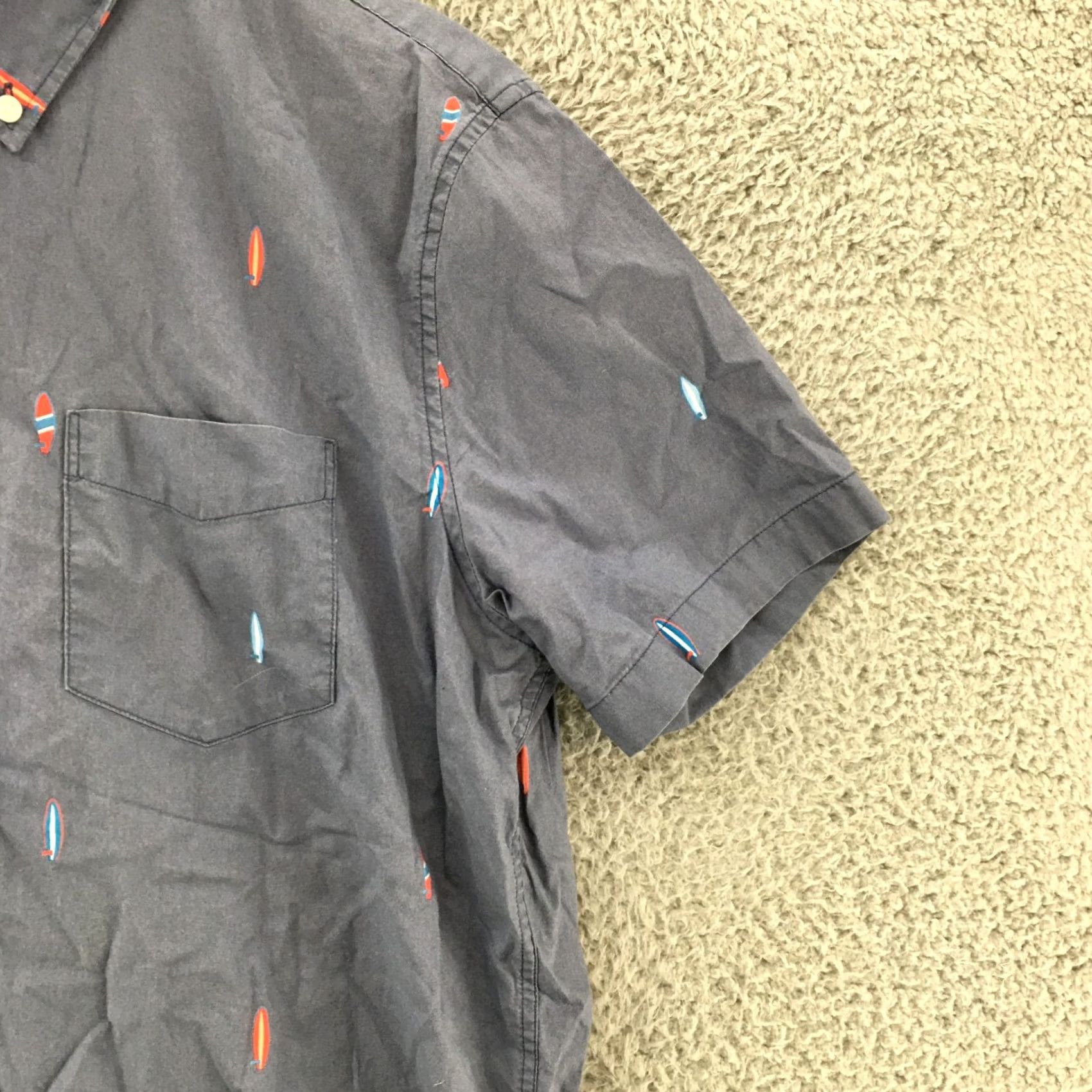 American Eagle Outfitters American Eagle Outfitters Button-Down Shirt Mens M Blue Short Sleeve Printed Top Size US M / EU 48-50 / 2 - 3 Thumbnail